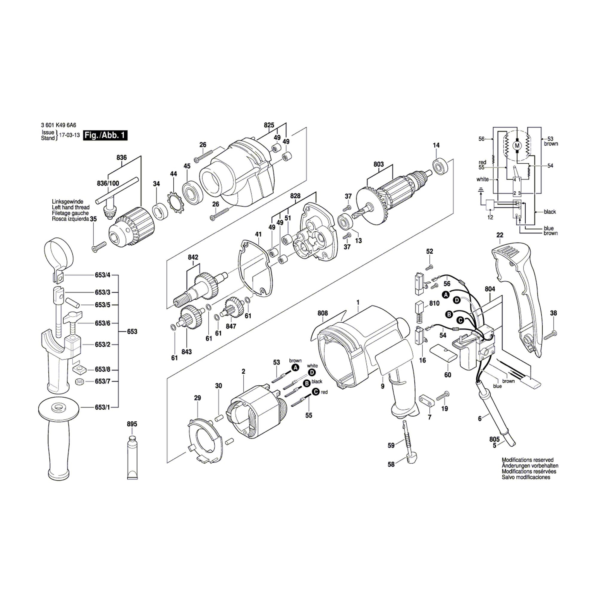 Vue éclatée Bosch GBM13HRE 3601K496A6 #01