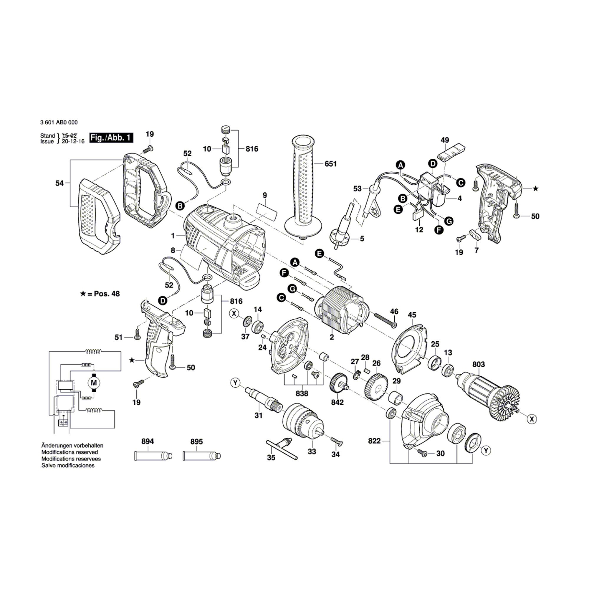 Vue éclatée Bosch GBM1600RE 3601AB0000 #01