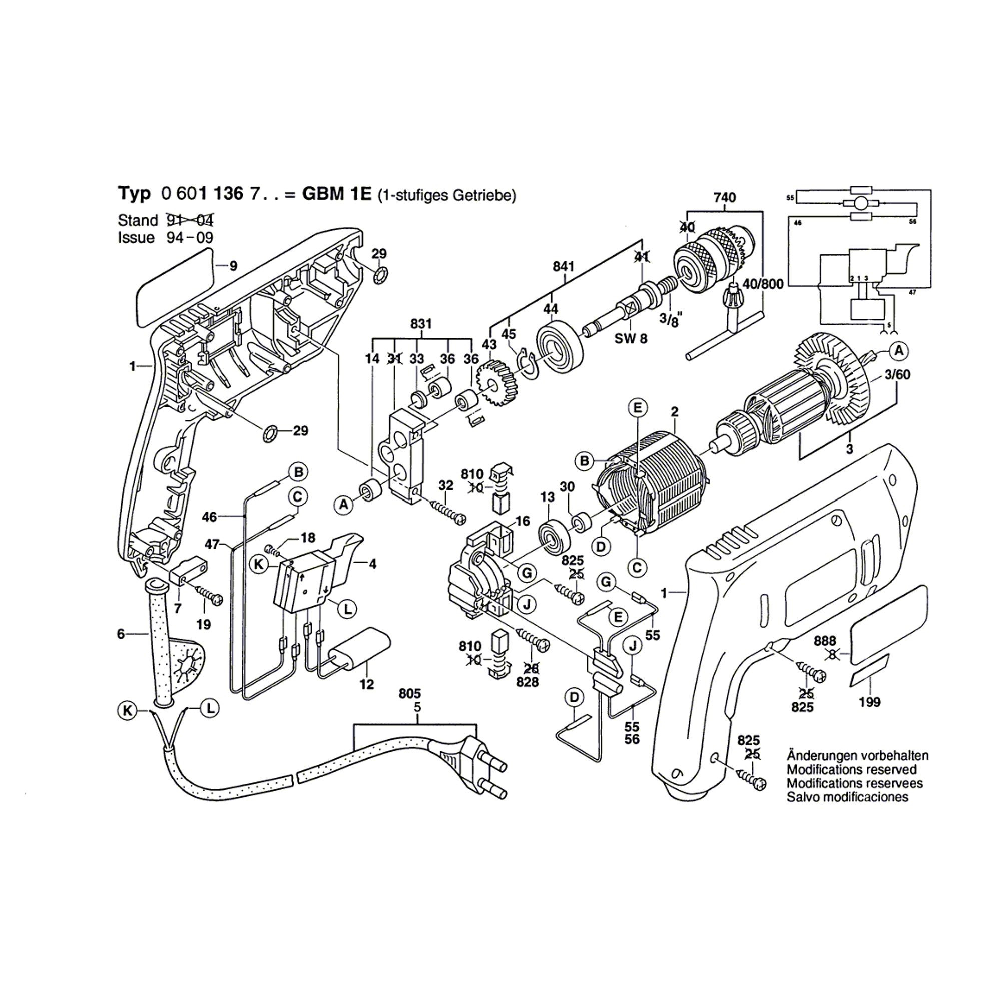 Vue éclatée Bosch GBM1RE 0601136761 #01