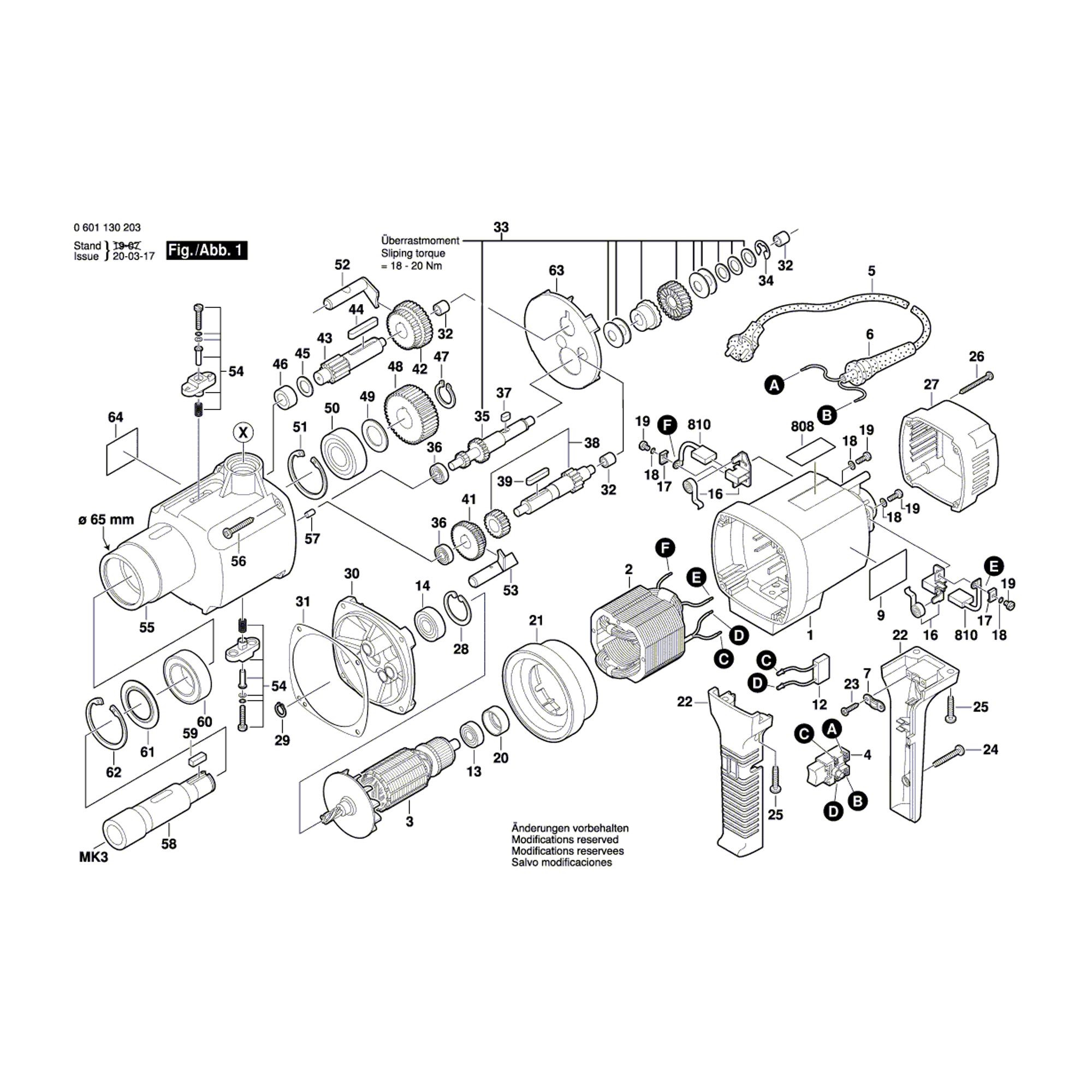Vue éclatée Bosch GBM32-4 0601130203 #01