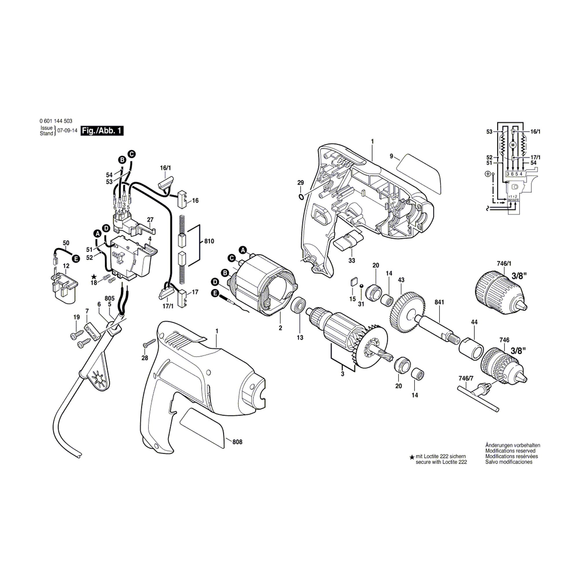 Vue éclatée Bosch GBM450RE 0601144503 #01