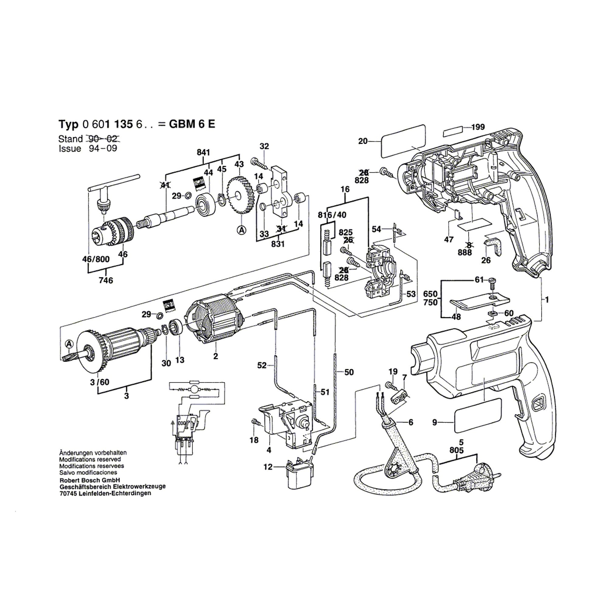Vue éclatée Bosch GBM6E 0601135603 #01