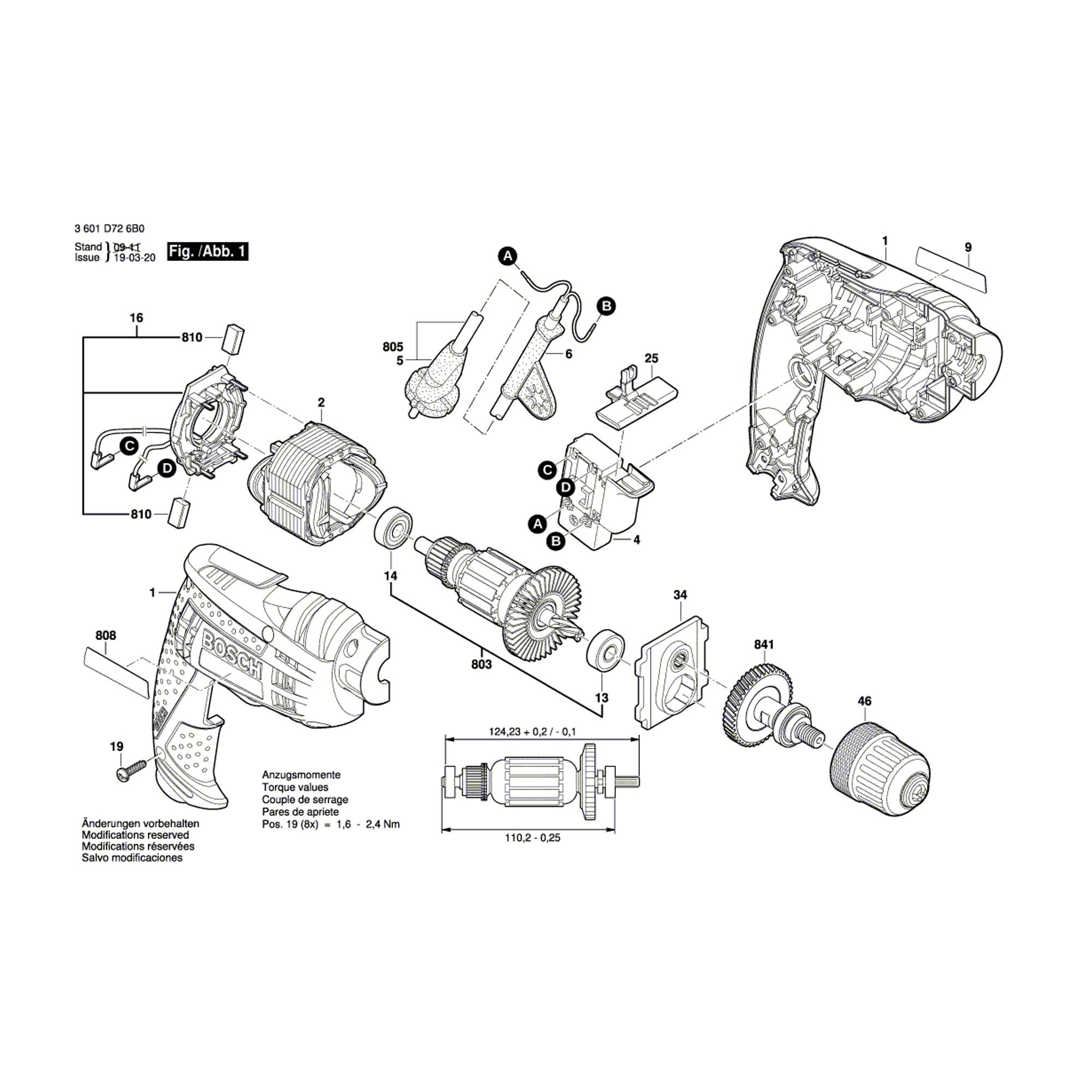 Vue éclatée Bosch GBM6RE 3601D72600 #01