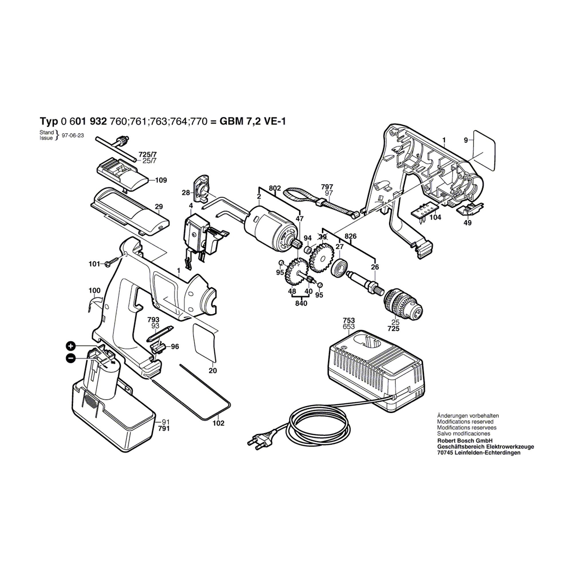 Vue éclatée Bosch GBM7,2VE-1 0601932770 #01