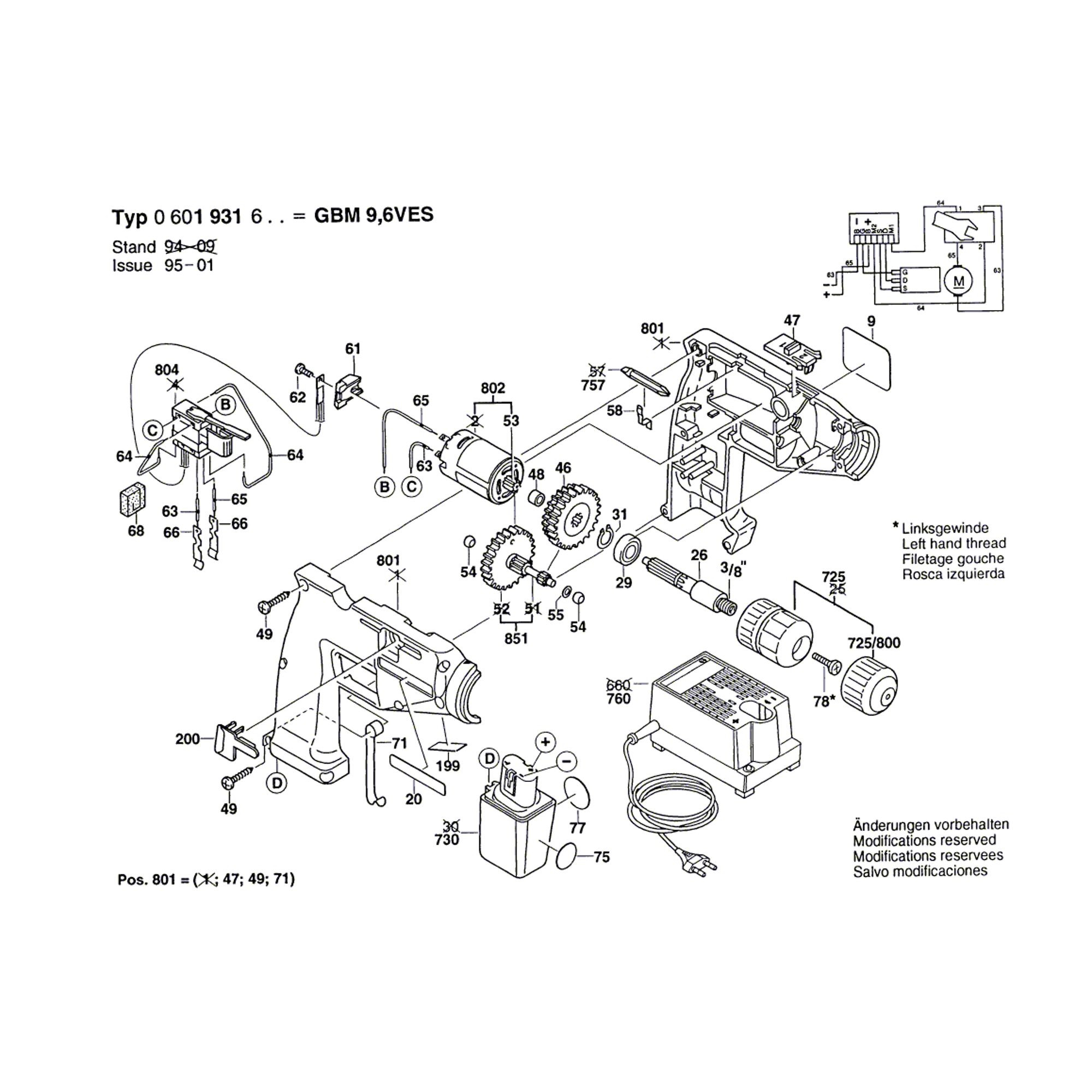 Vue éclatée Bosch GBM9,6VES 0601931667 #01