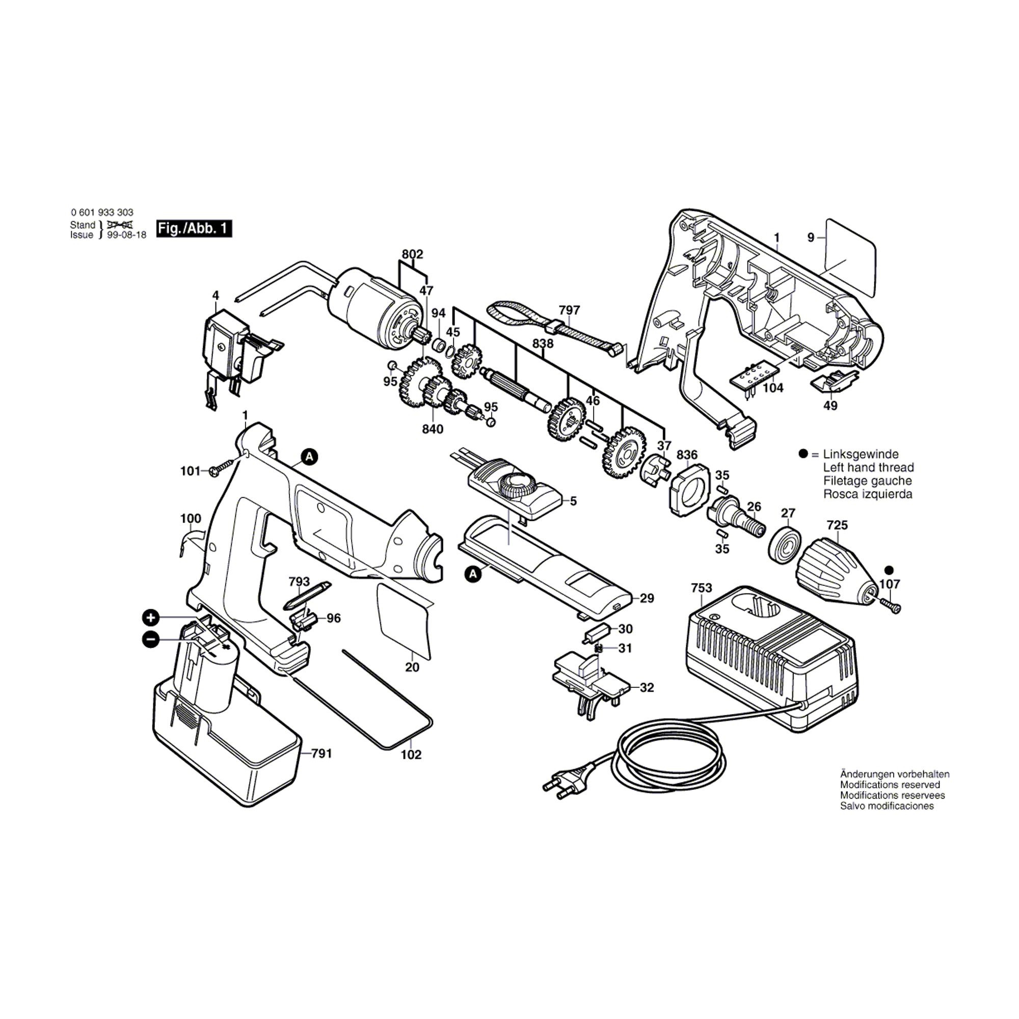 Vue éclatée Bosch GBM9,6VSP-3 0601933367 #01
