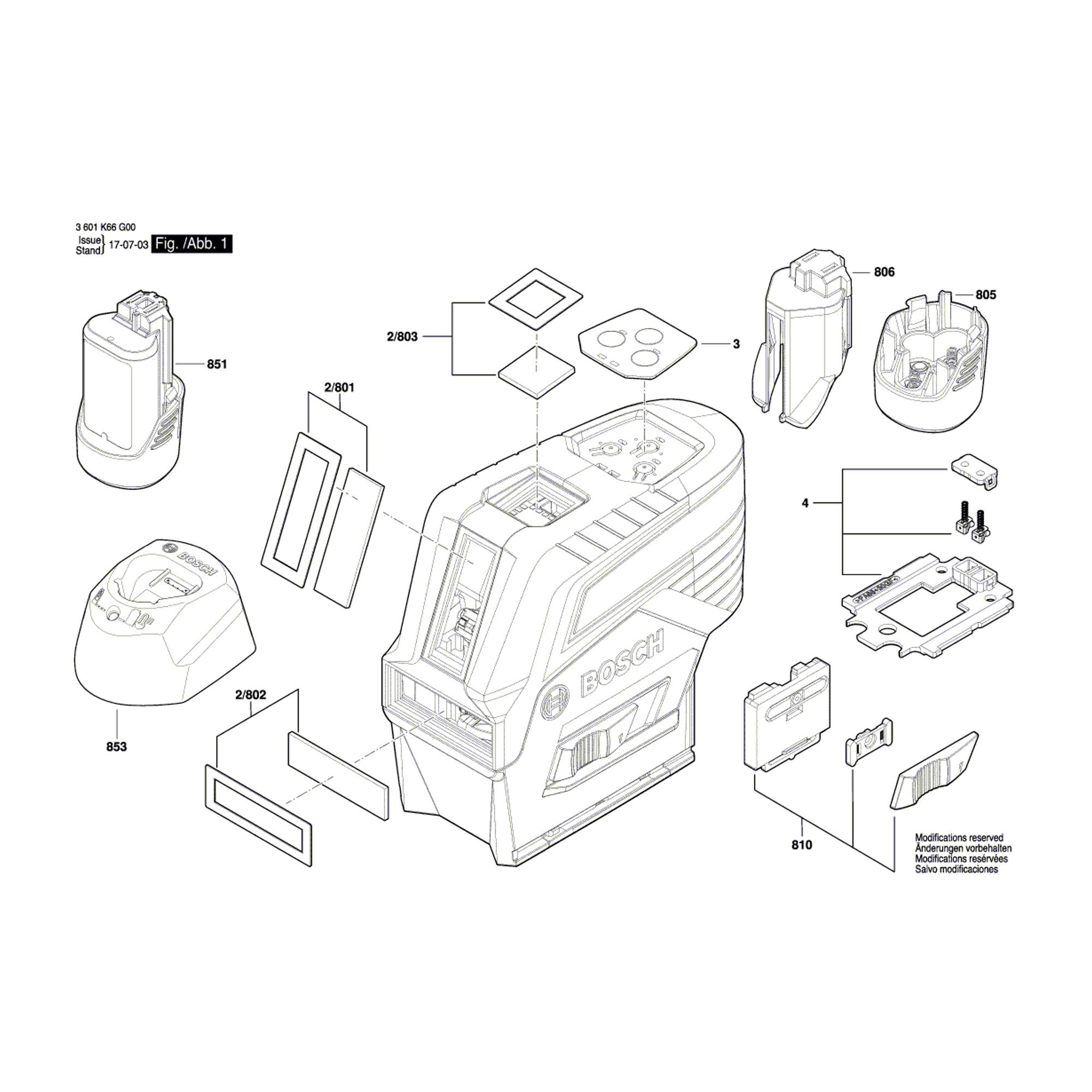 Vue éclatée Bosch GCL2-50C 3601K66G00 #01