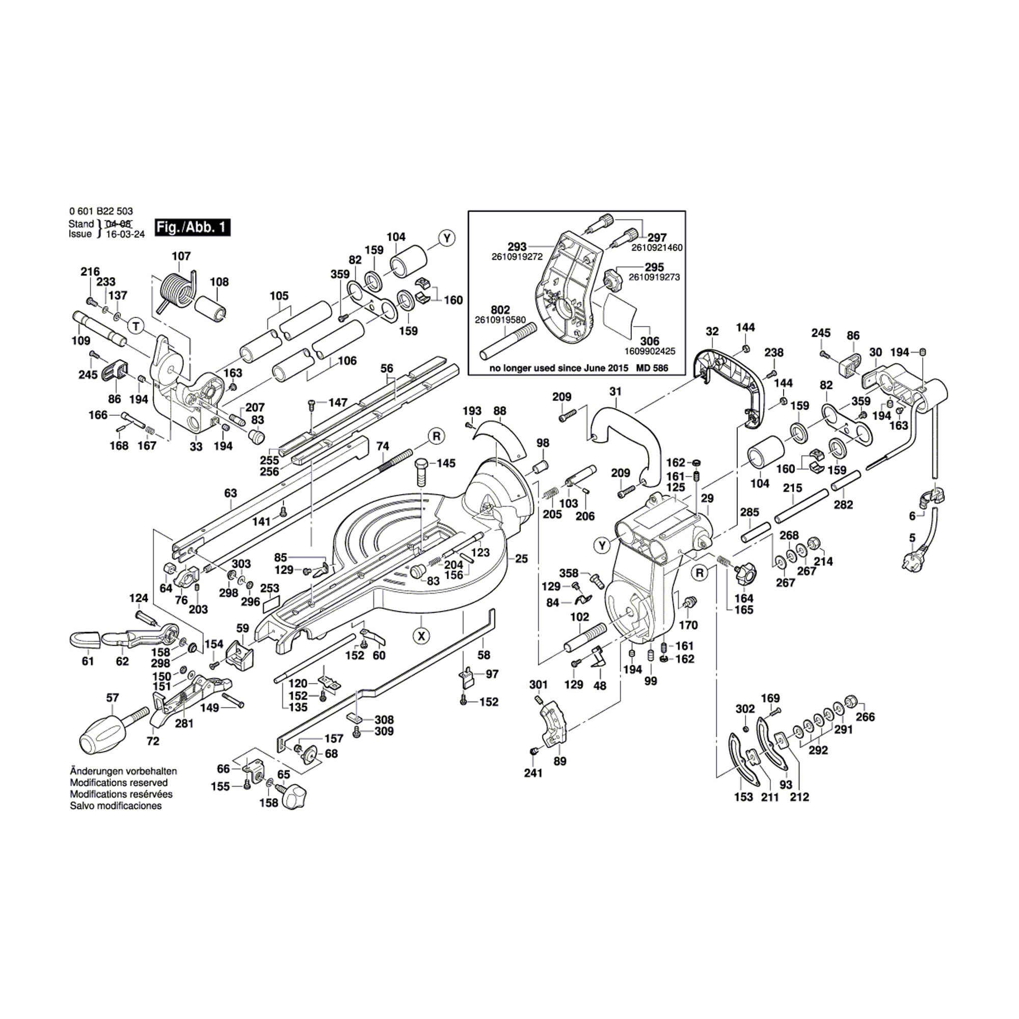 Vue éclatée Bosch GCM10SD 0601B22503 #01