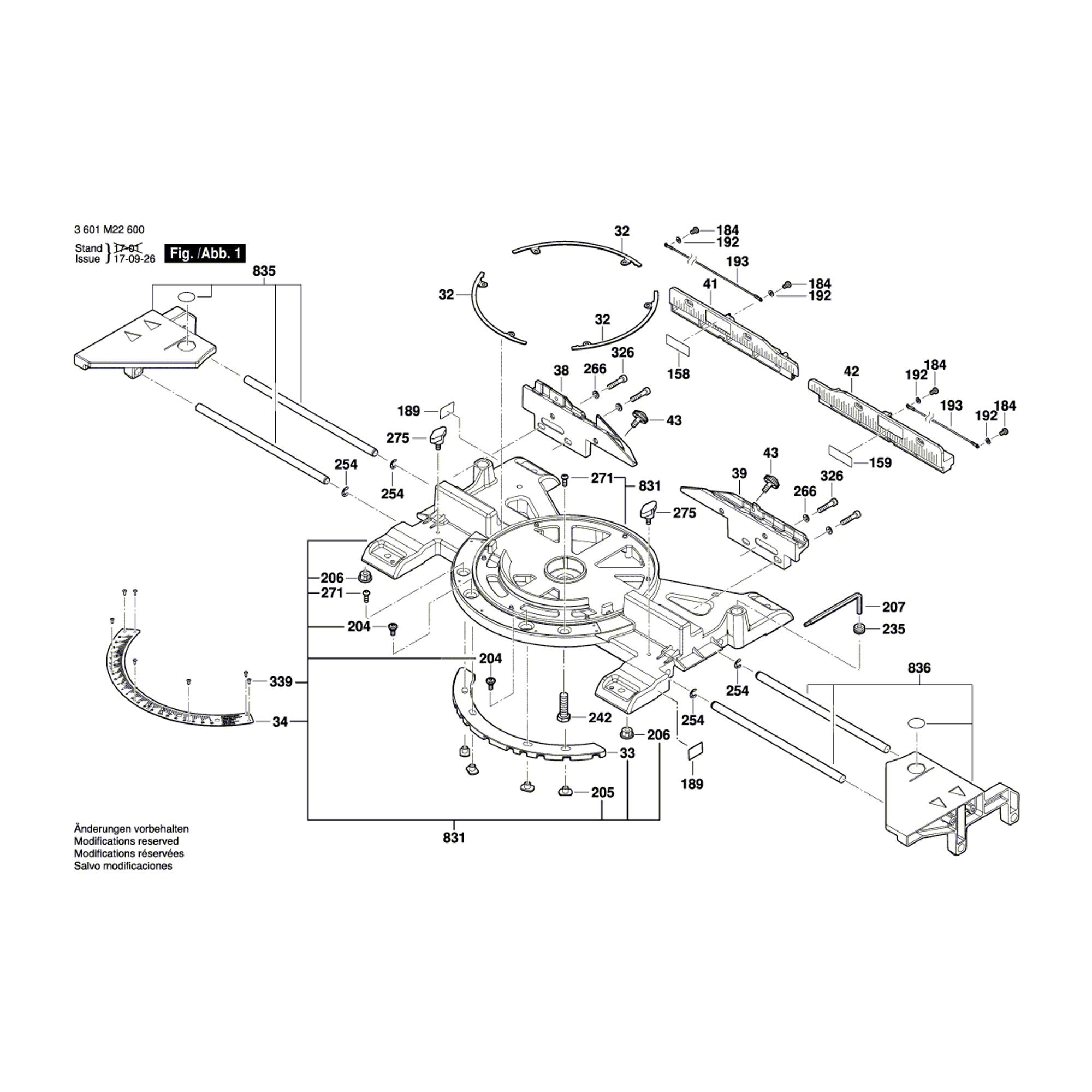 Vue éclatée Bosch GCM350-254 3601M22600 #01