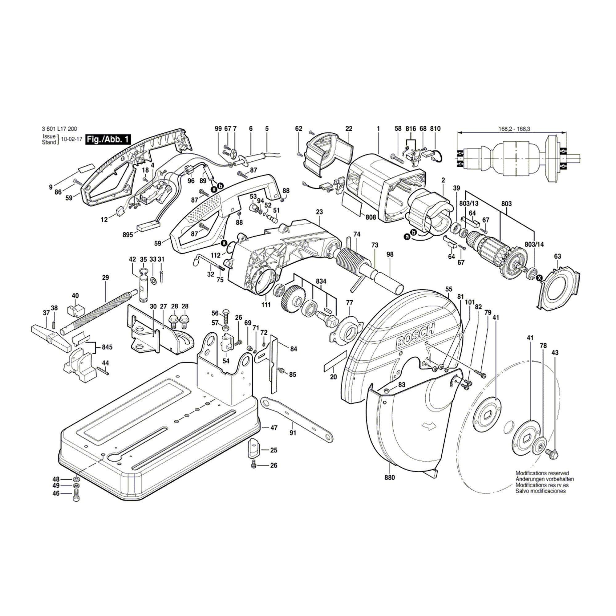 Vue éclatée Bosch GCO2000 3601L17200 #01