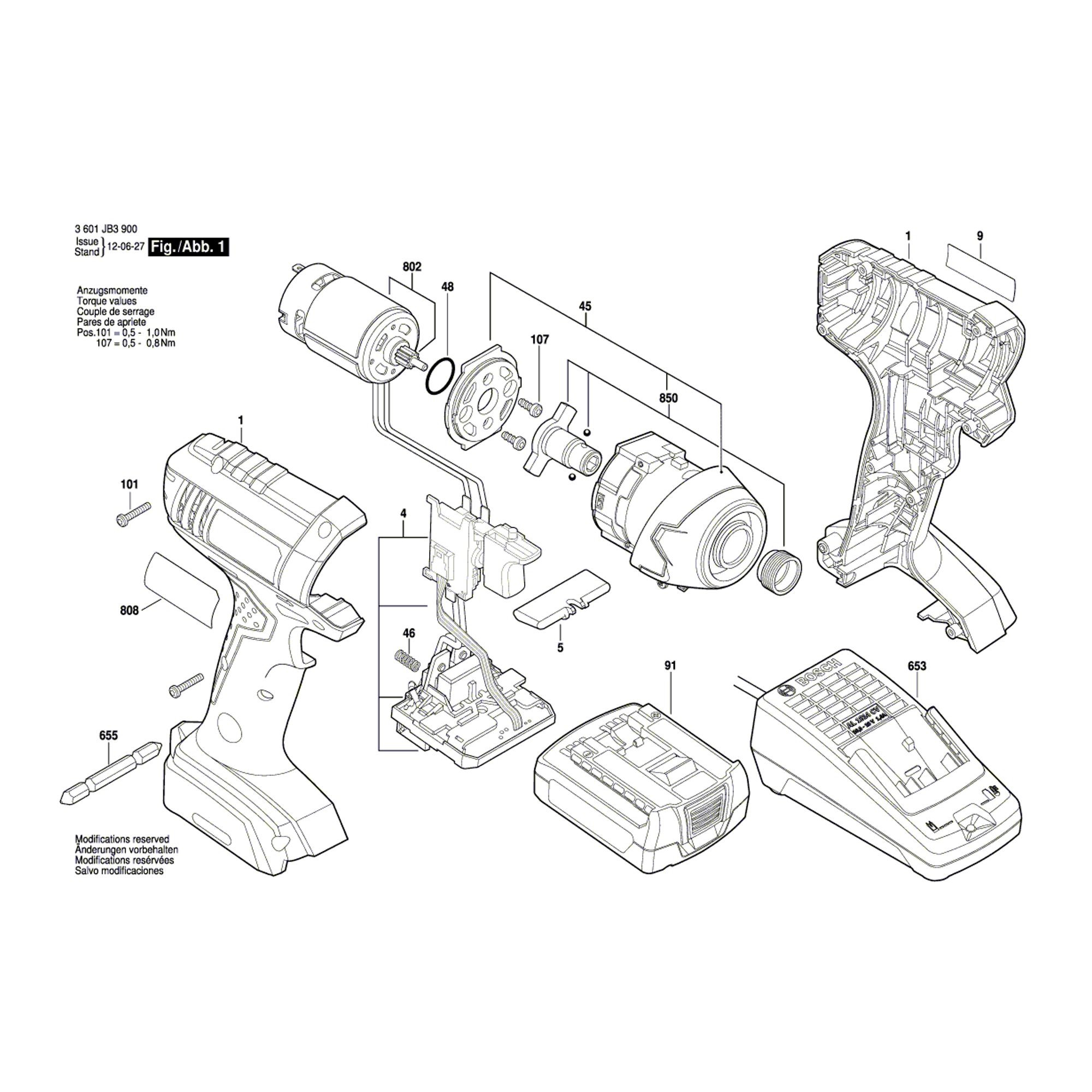 Vue éclatée Bosch GDR1080-LI 3601JB3900 #01