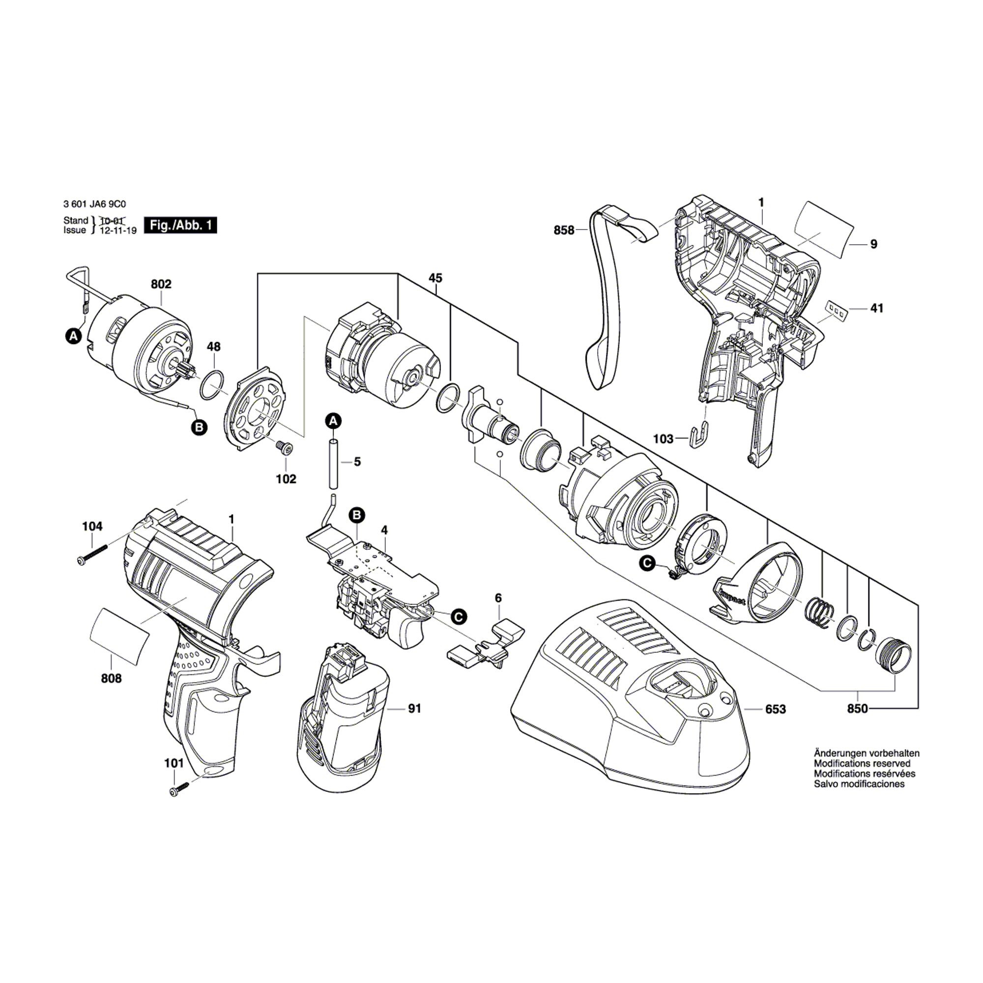 Vue éclatée Bosch GDR12V-105 3601JA6901 #01