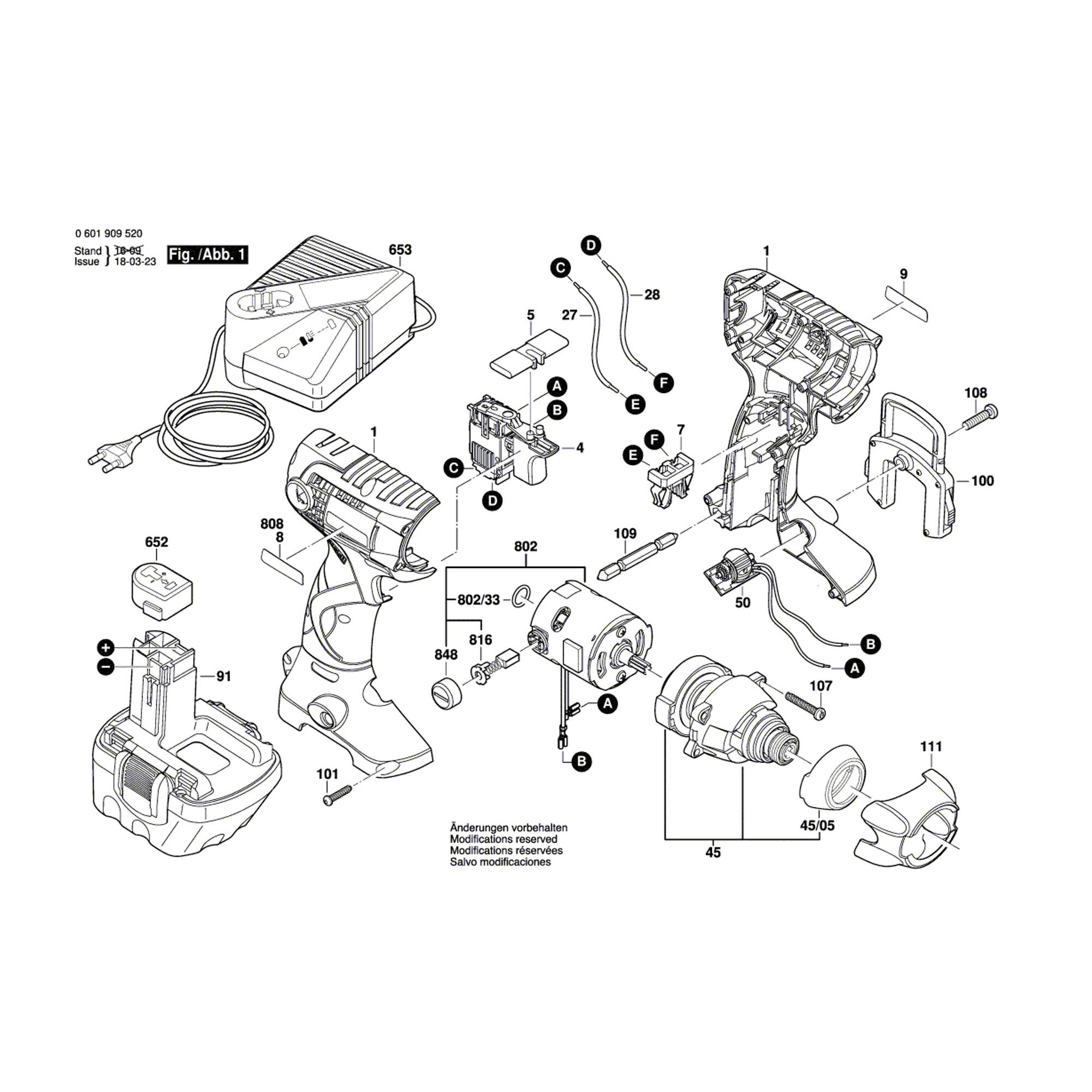 Vue éclatée Bosch GDR12V 0601909521 #01