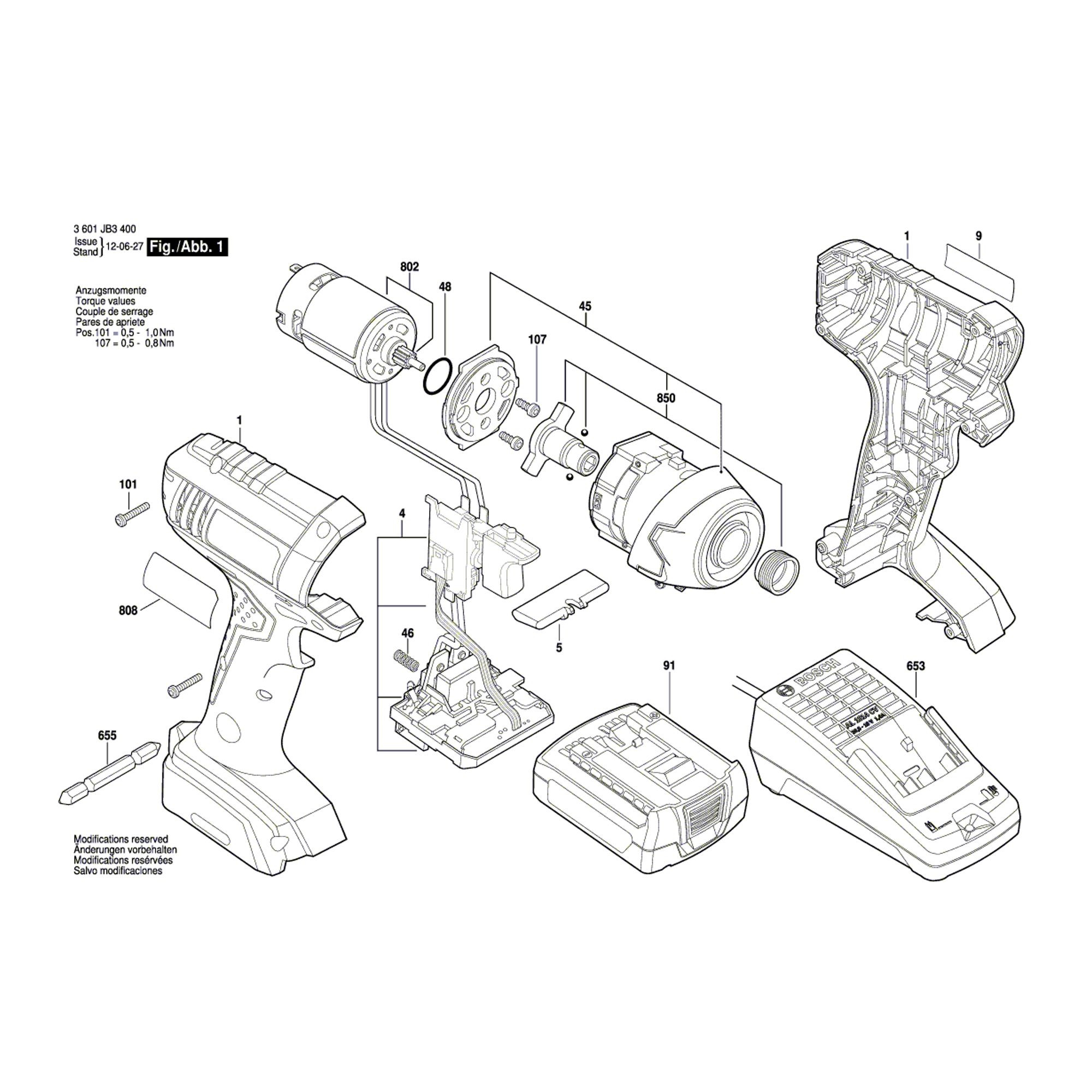 Vue éclatée Bosch GDR1440-LI 3601JB3400 #01