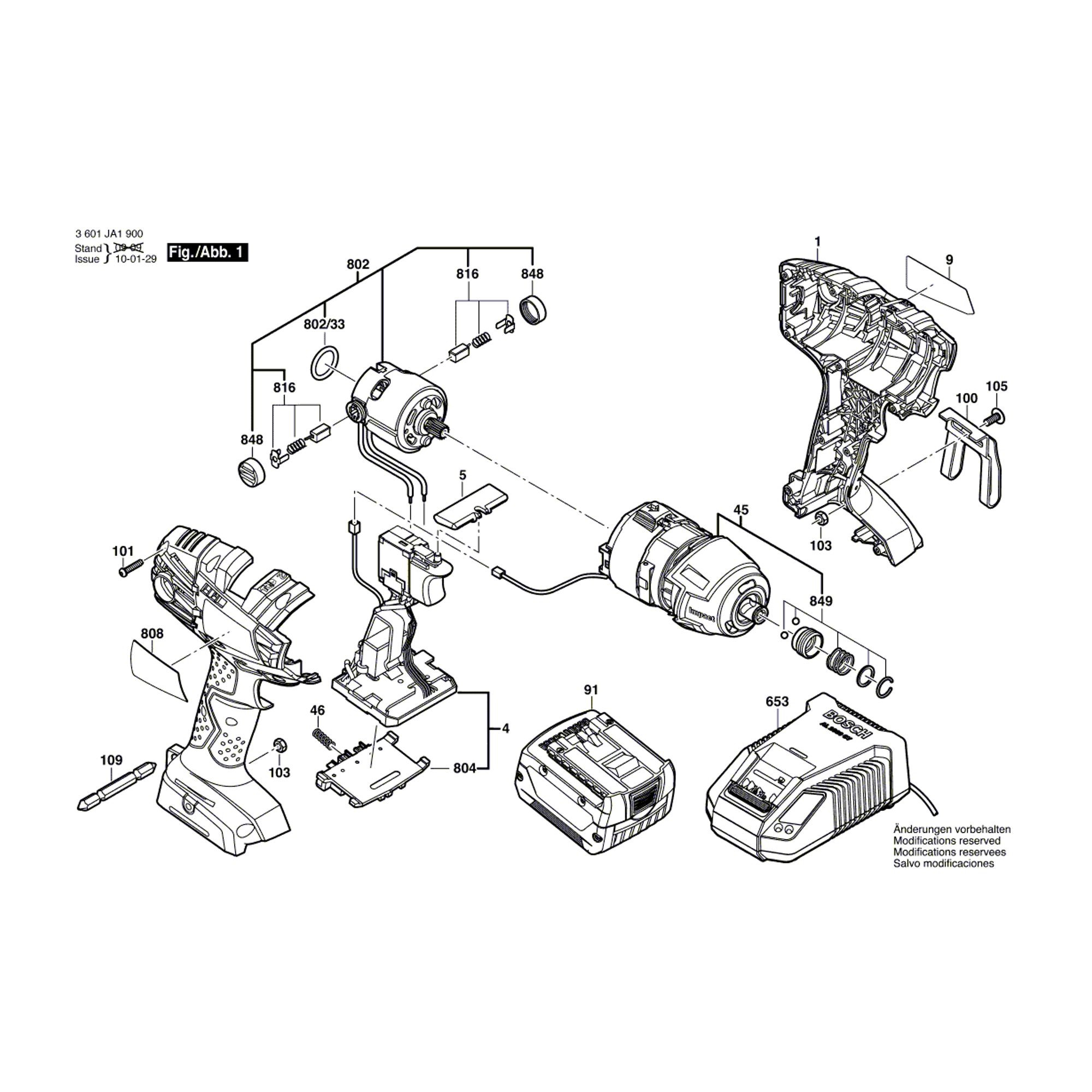 Vue éclatée Bosch GDR14,4V-LIMF 3601JA1900 #01