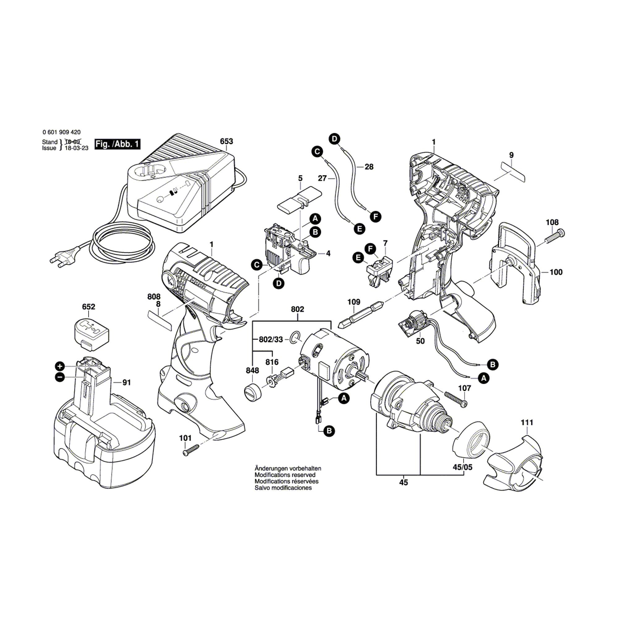 Vue éclatée Bosch GDR14,4V 0601909421 #01