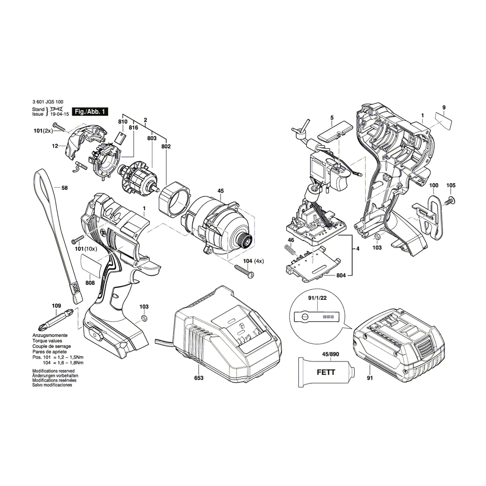 Vue éclatée Bosch GDR18V-160 3601JG5100 #01