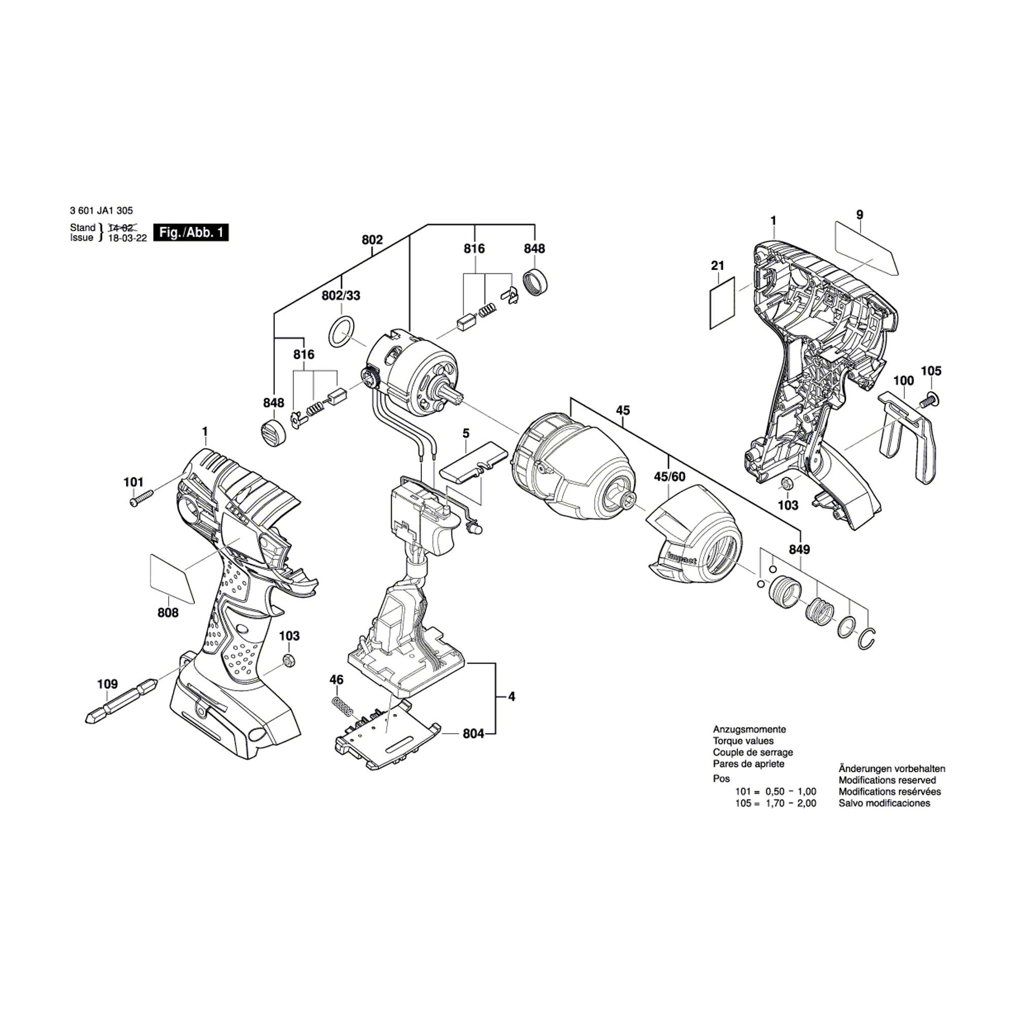 Vue éclatée Bosch GDR18V-LI 3601JA1305 #01