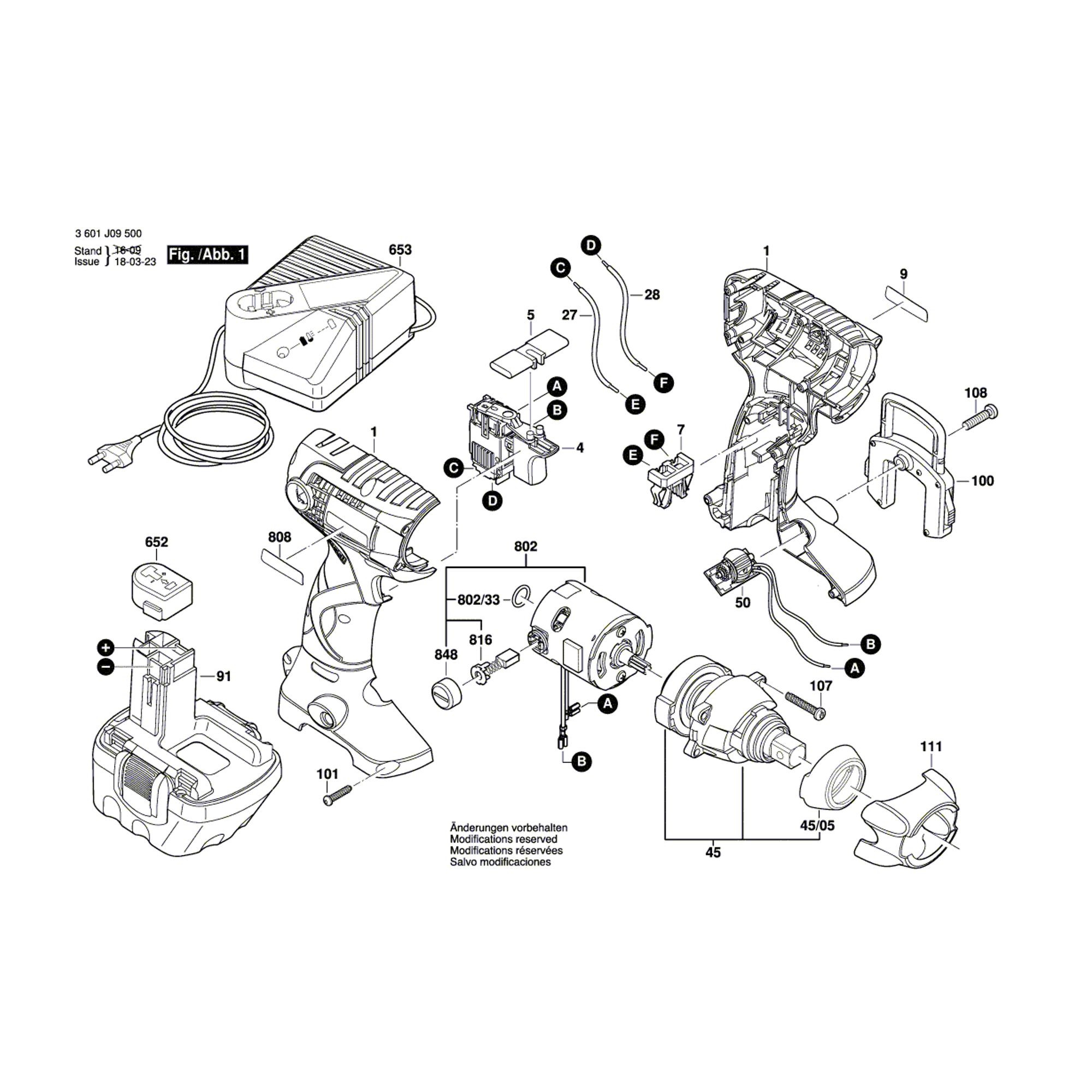 Vue éclatée Bosch GDS12V 3601J09500 #01