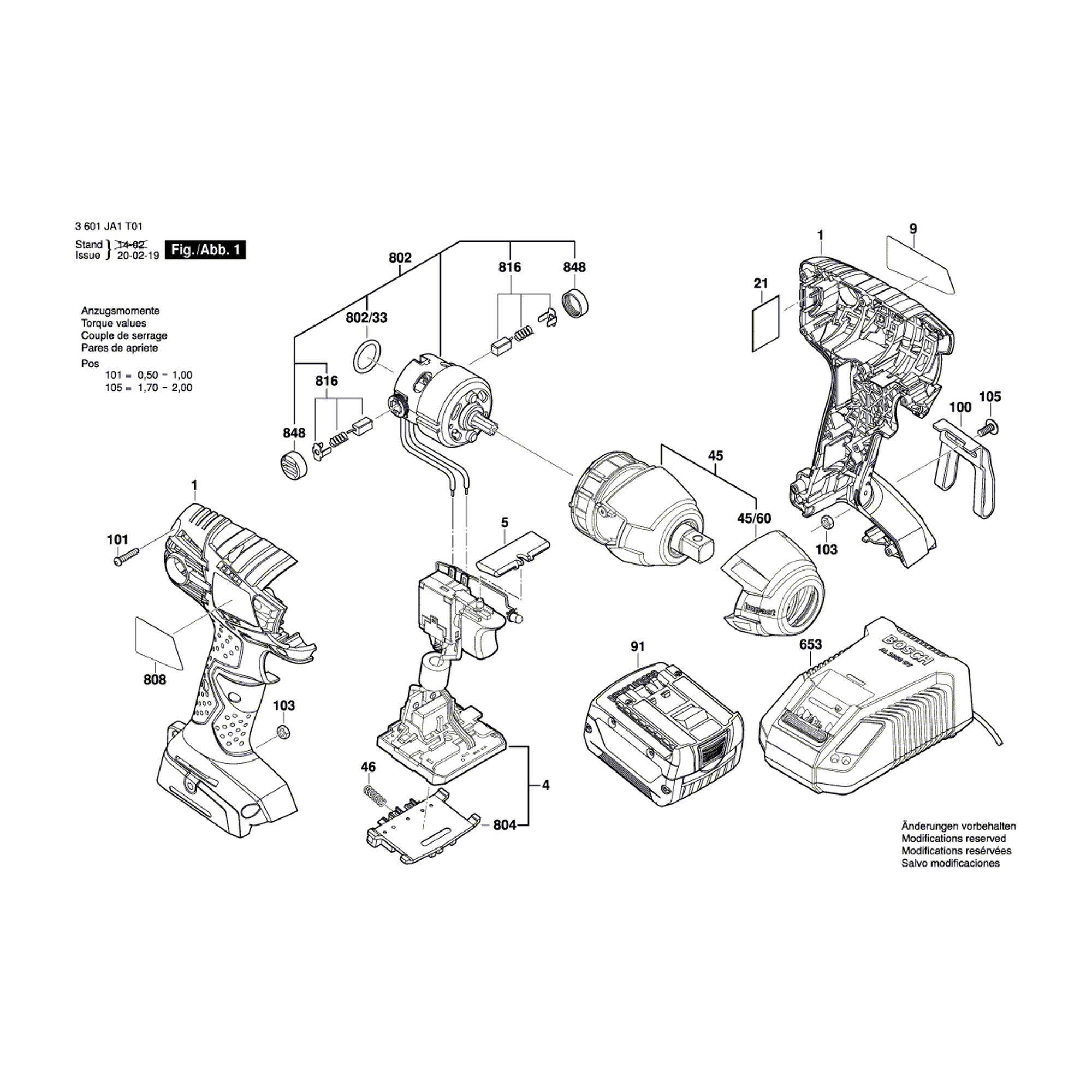 Vue éclatée Bosch GDS14,4V-LI 3601JA1T01 #01
