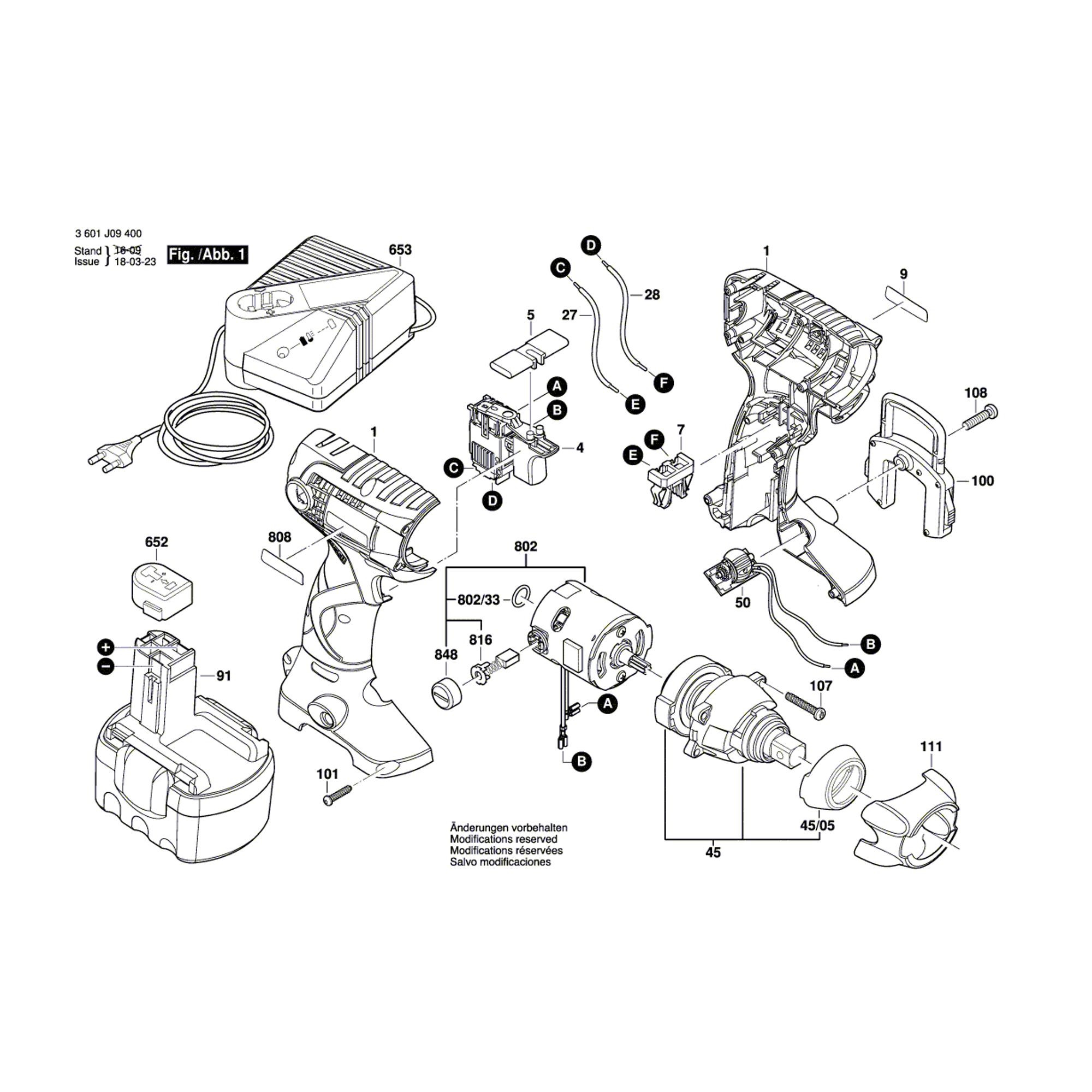 Vue éclatée Bosch GDS14,4V 3601J09400 #01