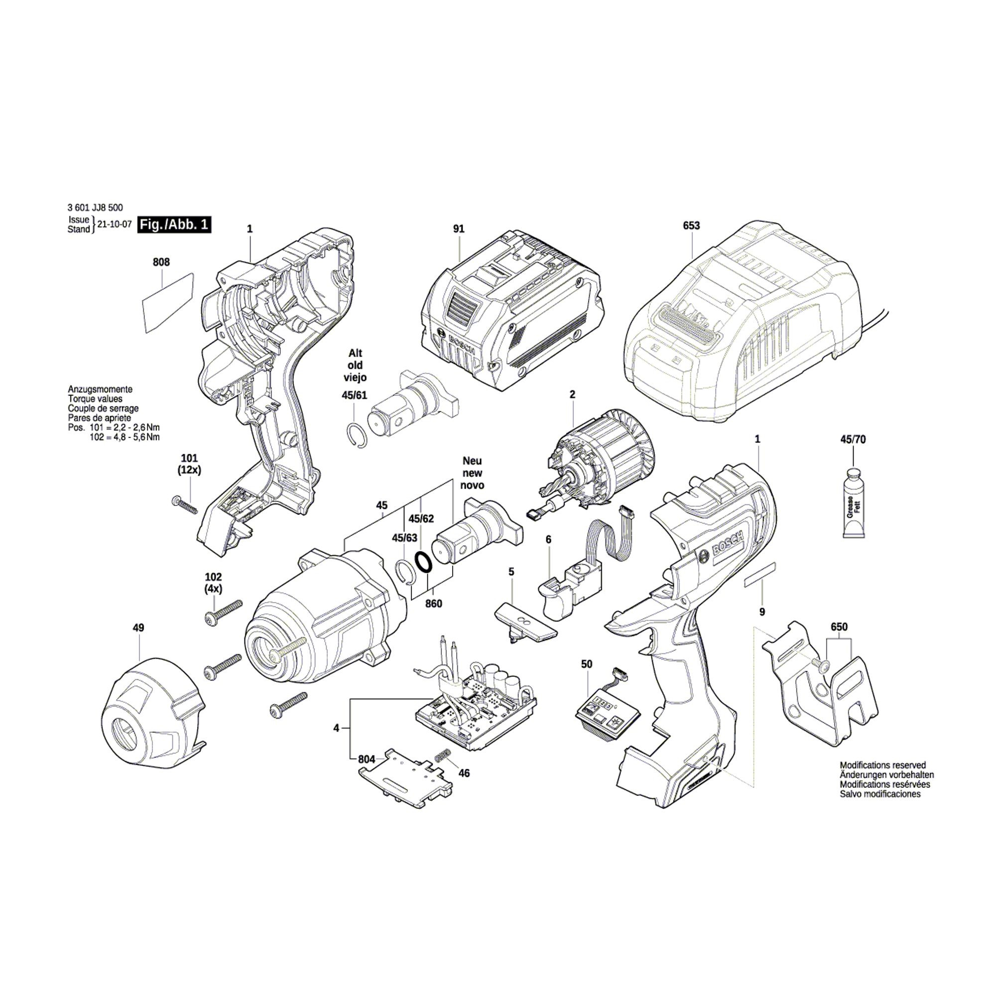 Vue éclatée Bosch GDS18V-1050H 3601JJ8500 #01