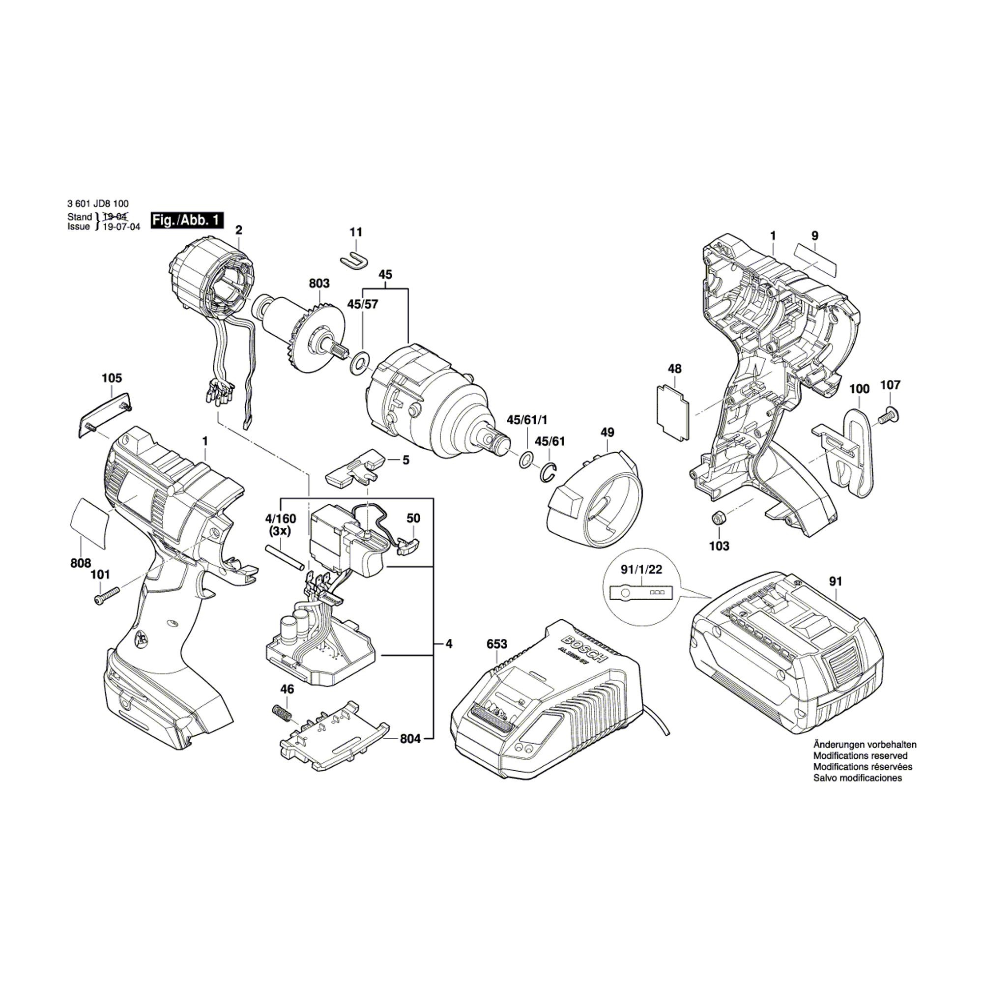 Vue éclatée Bosch GDS18V-EC250 3601JD8100 #01