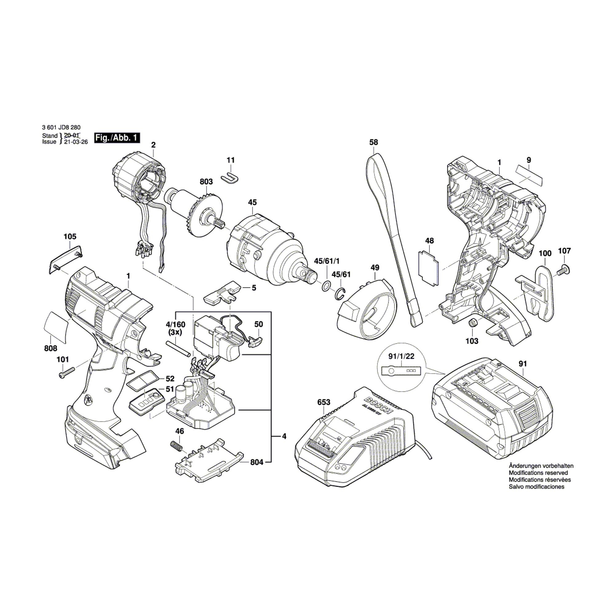 Vue éclatée Bosch GDS18V-EC300ABR 3601JD8200 #01