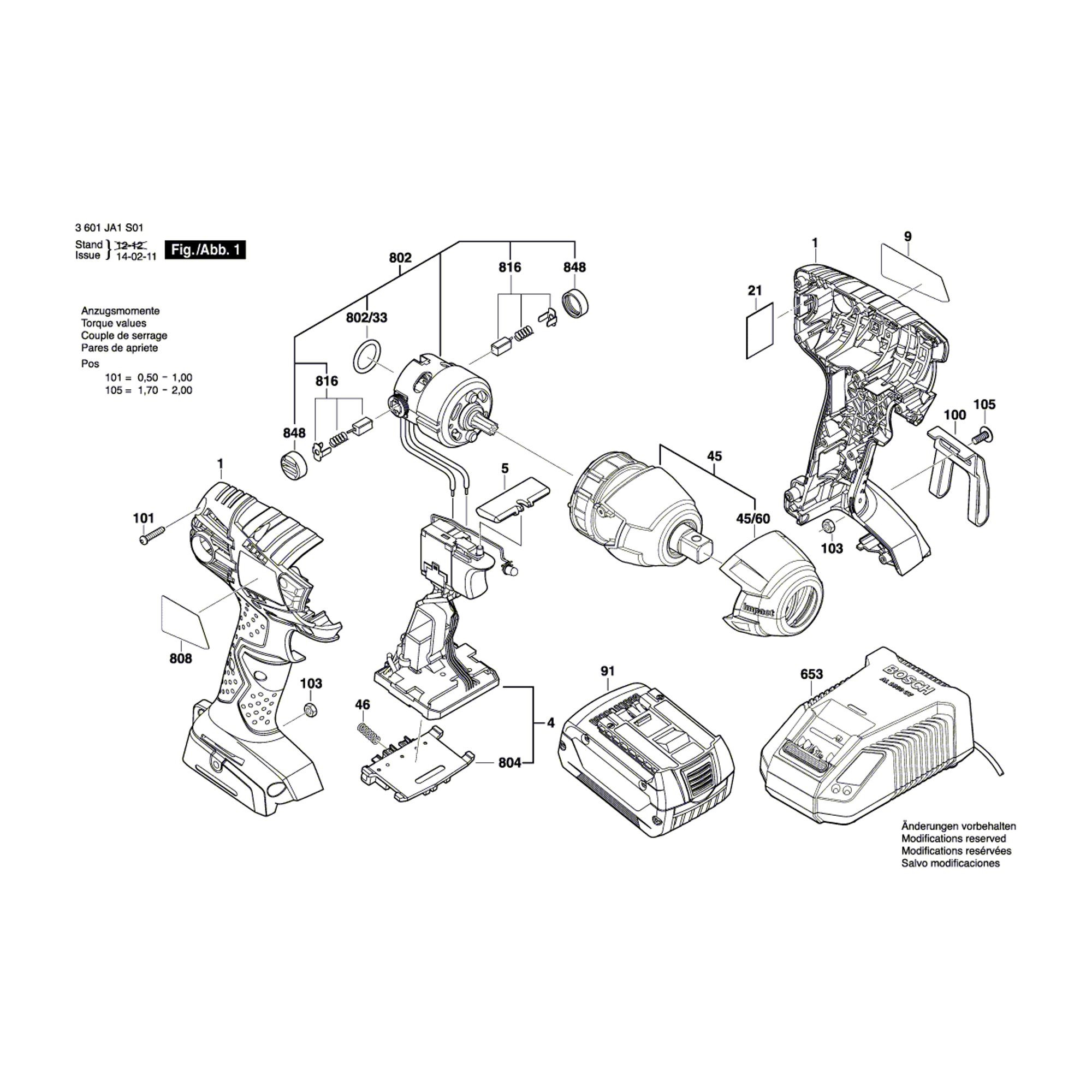 Vue éclatée Bosch GDS18V-LI 3601JA1S01 #01