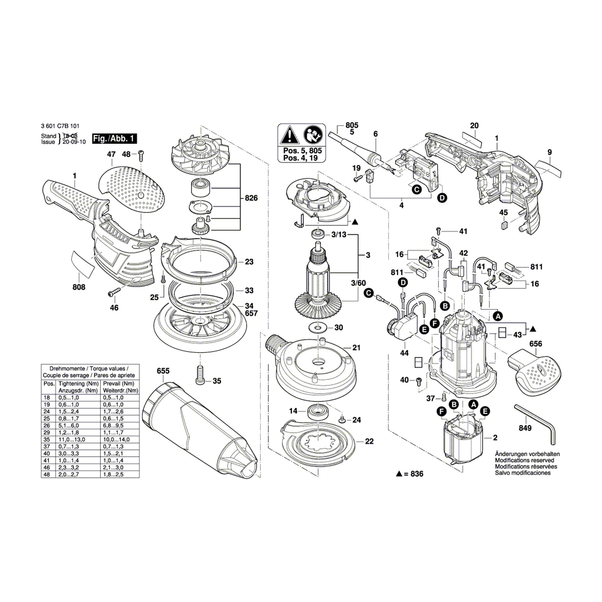 Vue éclatée Bosch GEX125-150AVE 3601C7B101 #01