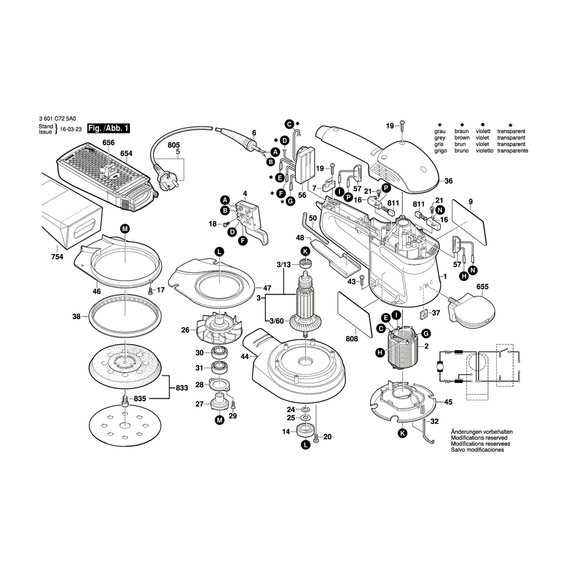 Vue éclatée Bosch GEX125AC 3601C725A0 #01