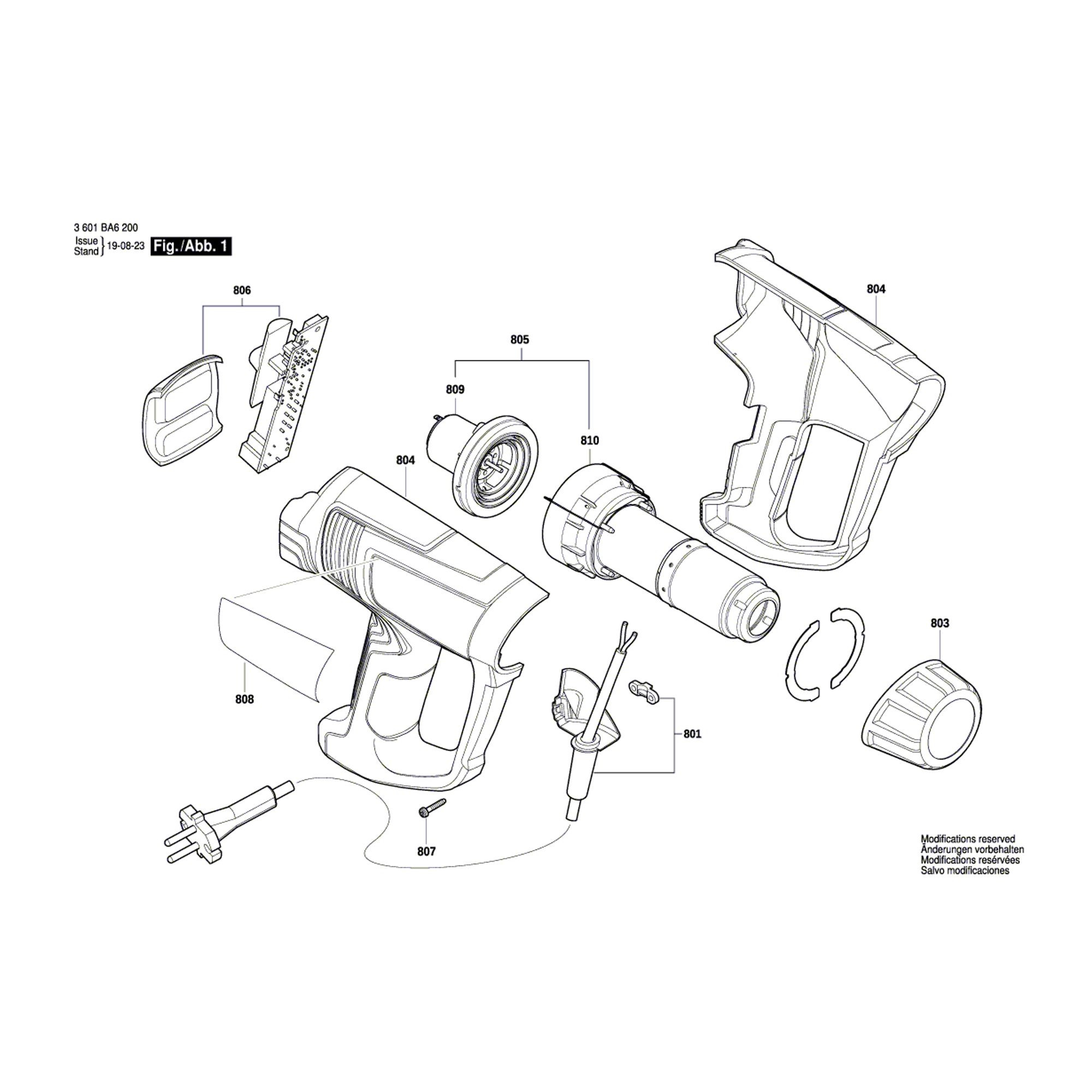 Vue éclatée Bosch GHG20-63 3601BA6200 #01