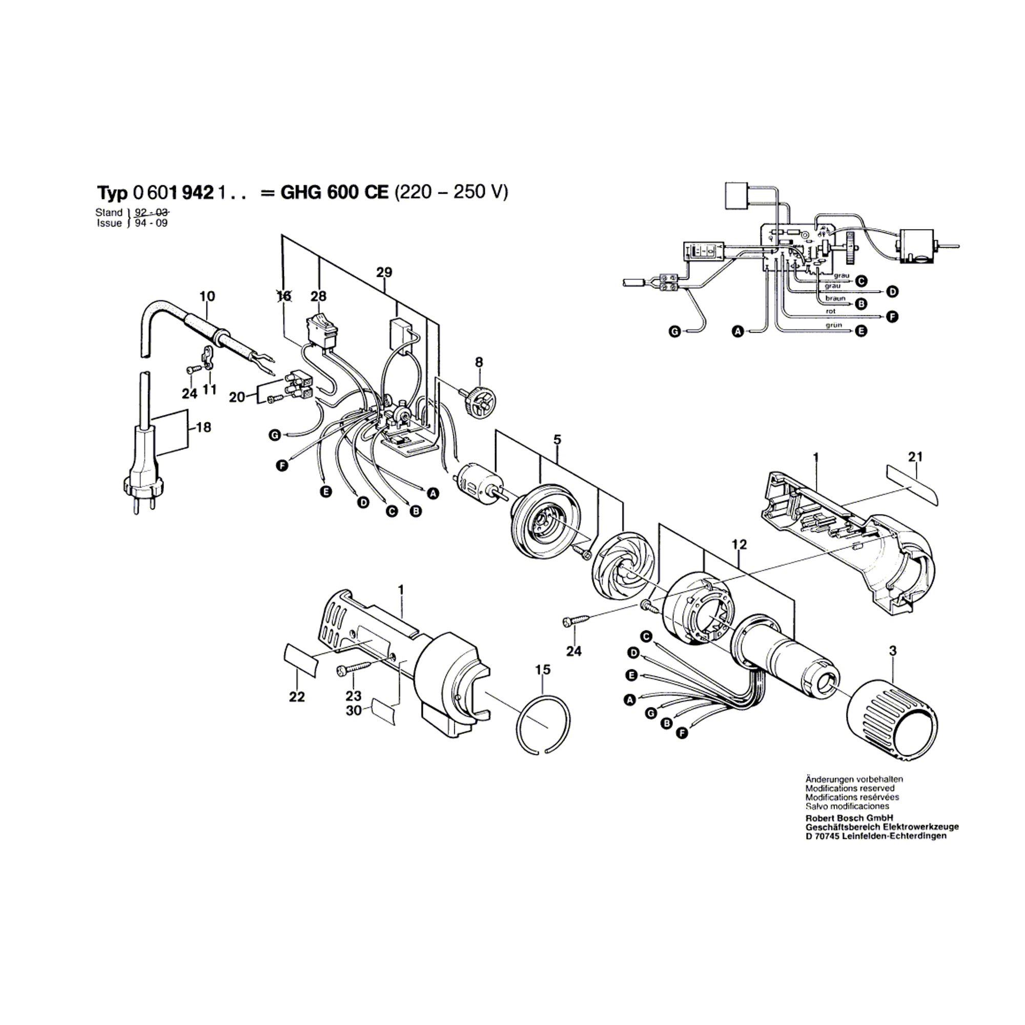 Vue éclatée Bosch GHG600CE 0601942103 #01