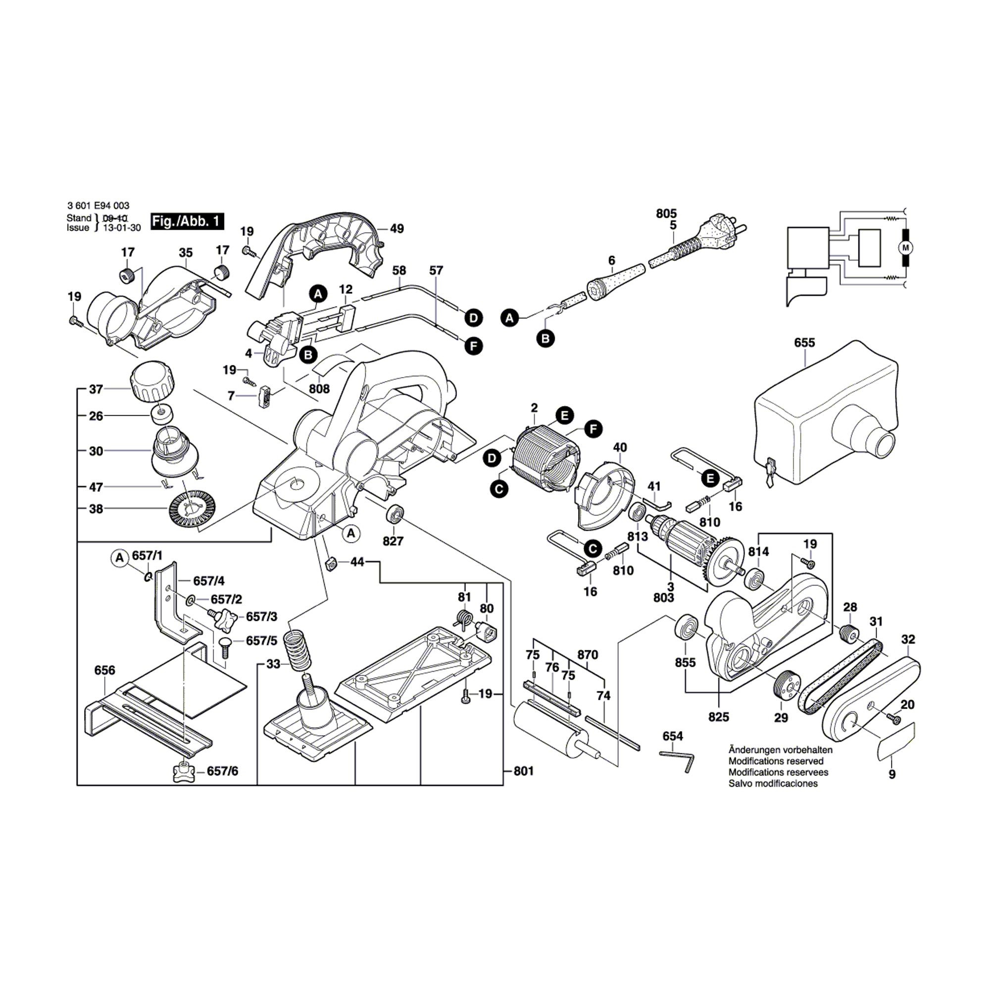 Vue éclatée Bosch GHO15-82 3601E94003 #01