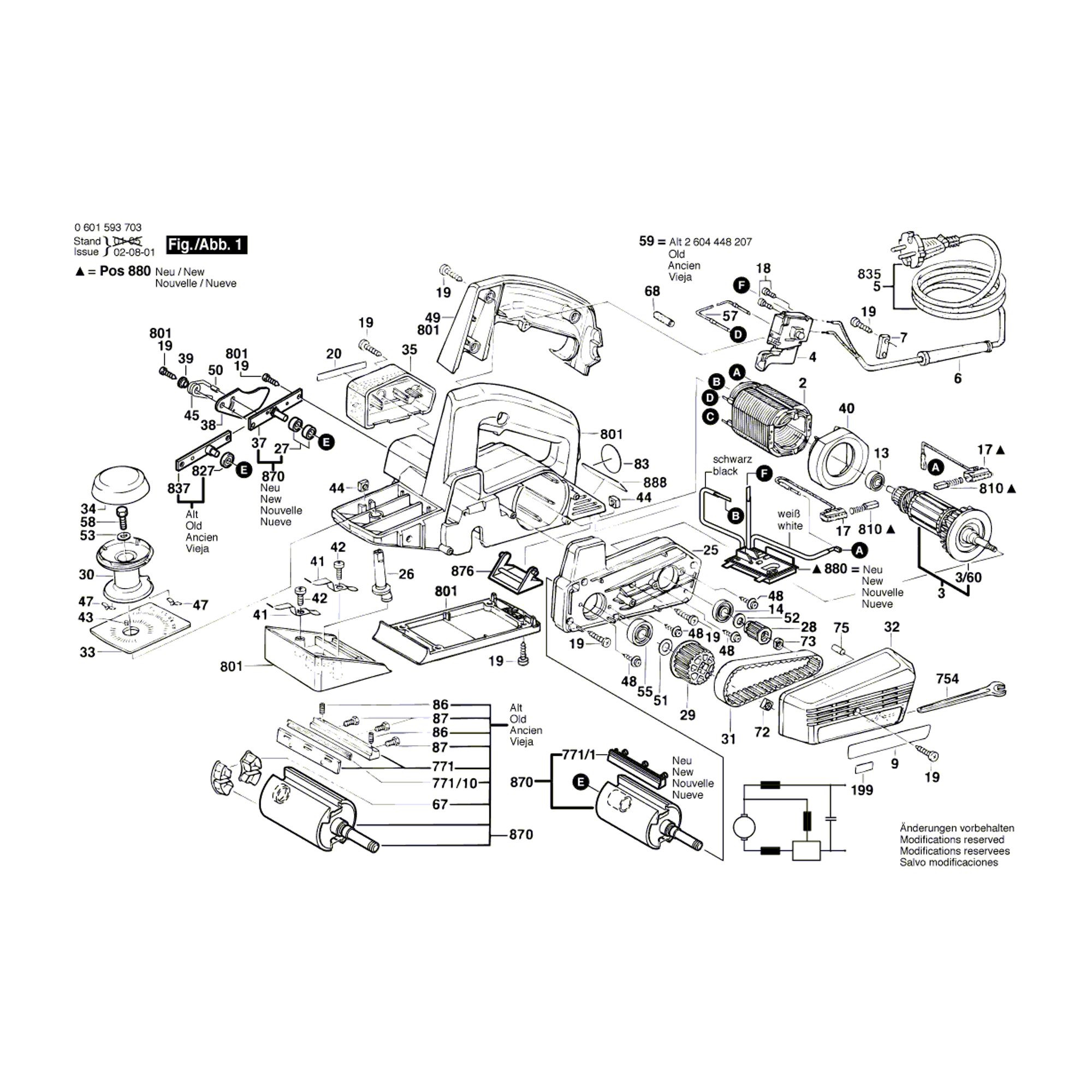 Vue éclatée Bosch GHO36-82C 0601593703 #01