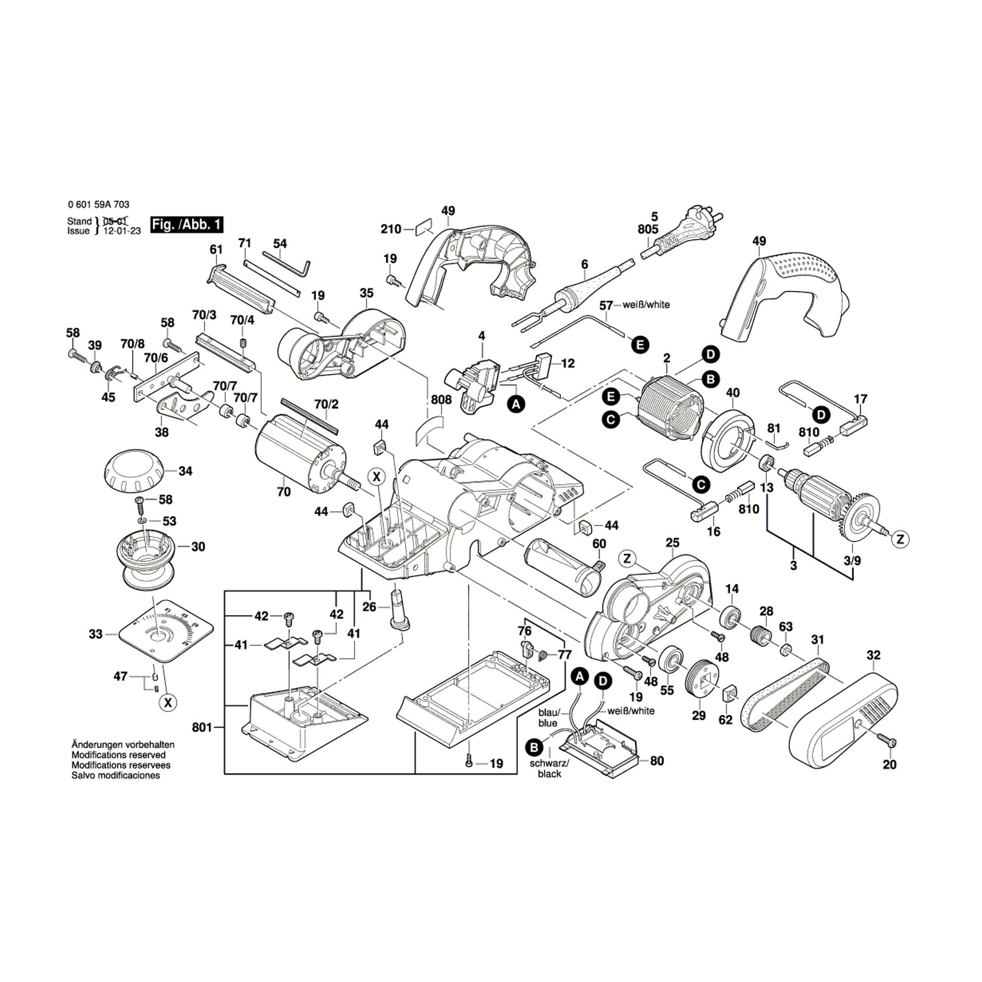 Vue éclatée Bosch GHO40-82C 060159A703 #01