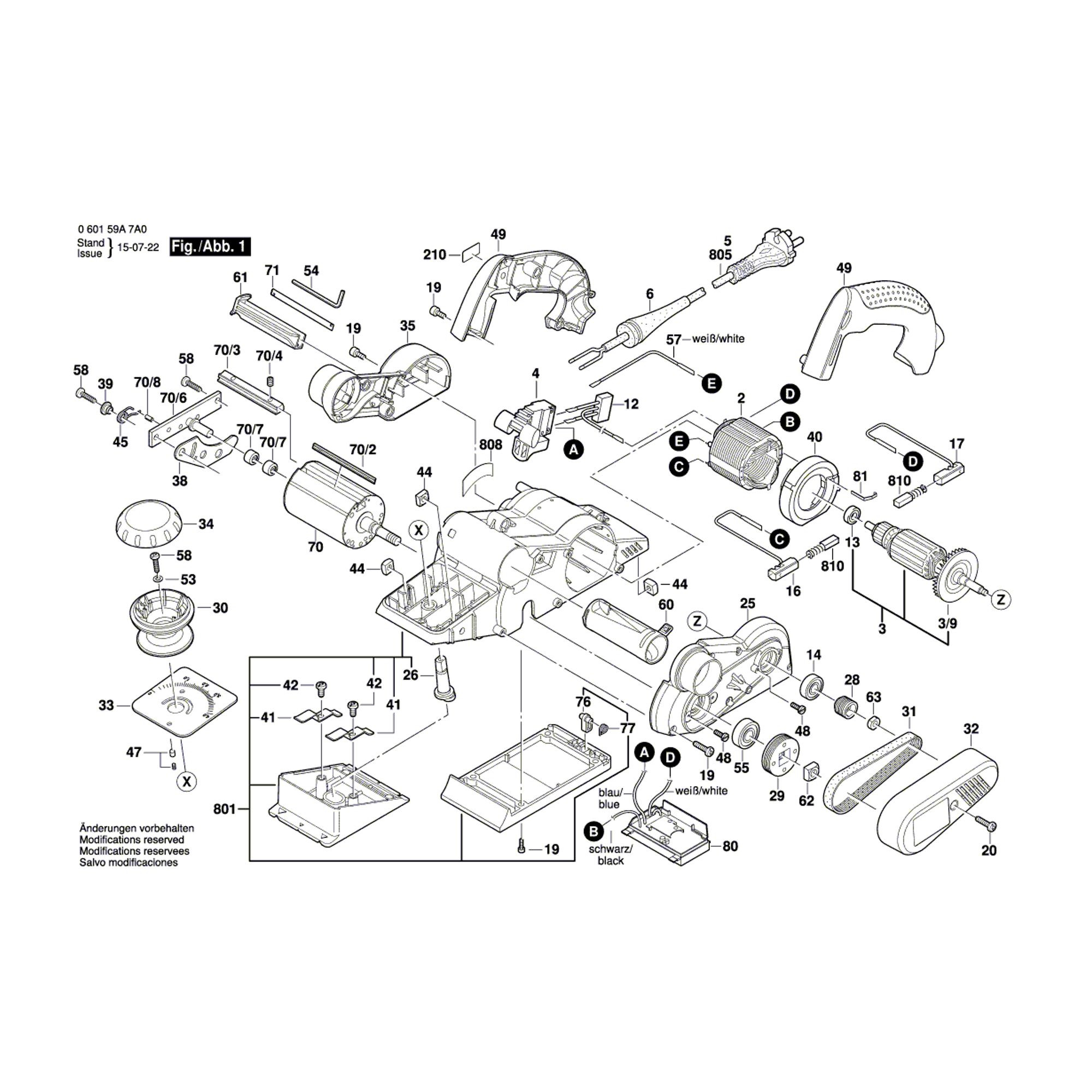 Vue éclatée Bosch GHO40-82C 060159A7A0 #01