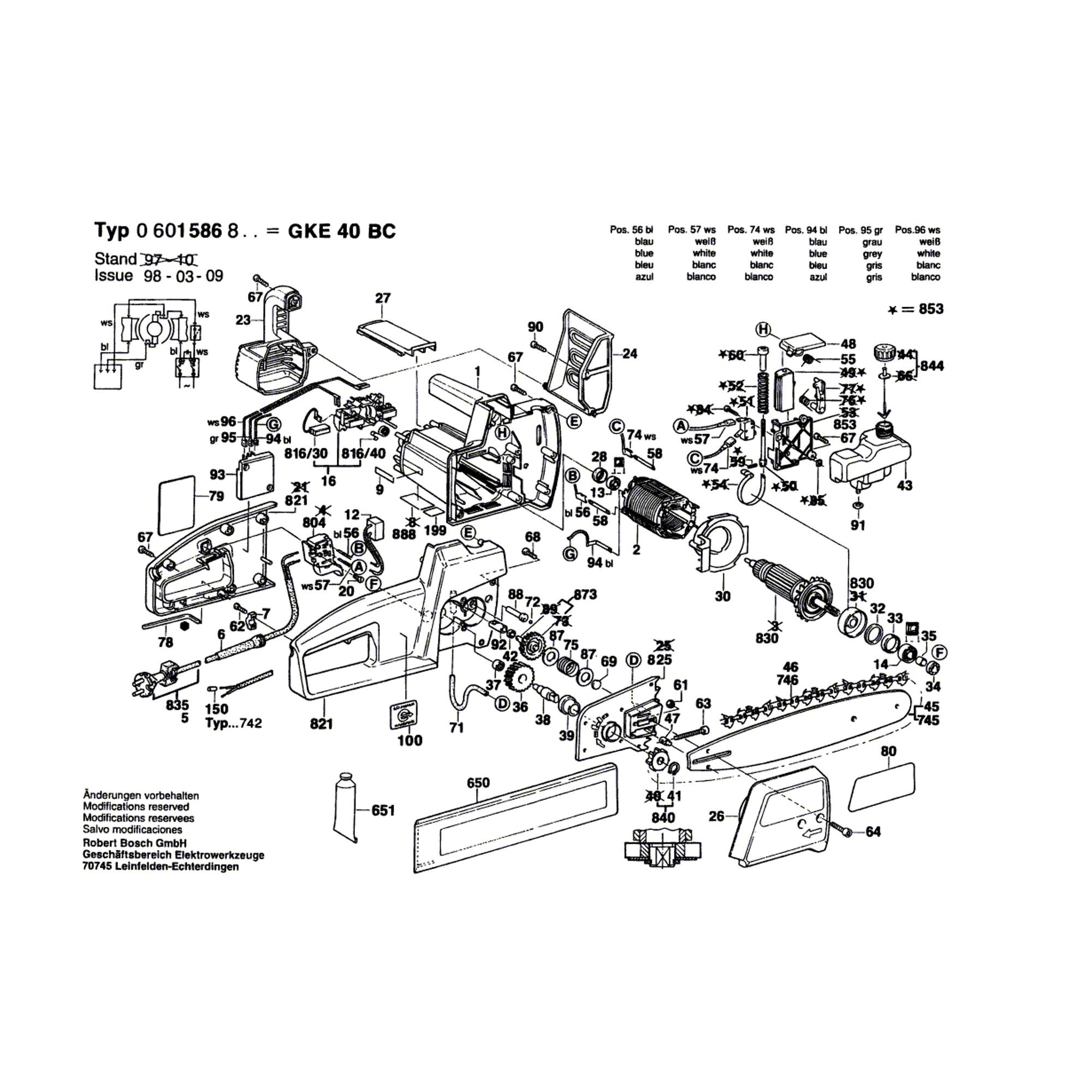 Vue éclatée Bosch GKE40BC 0601586803 #01