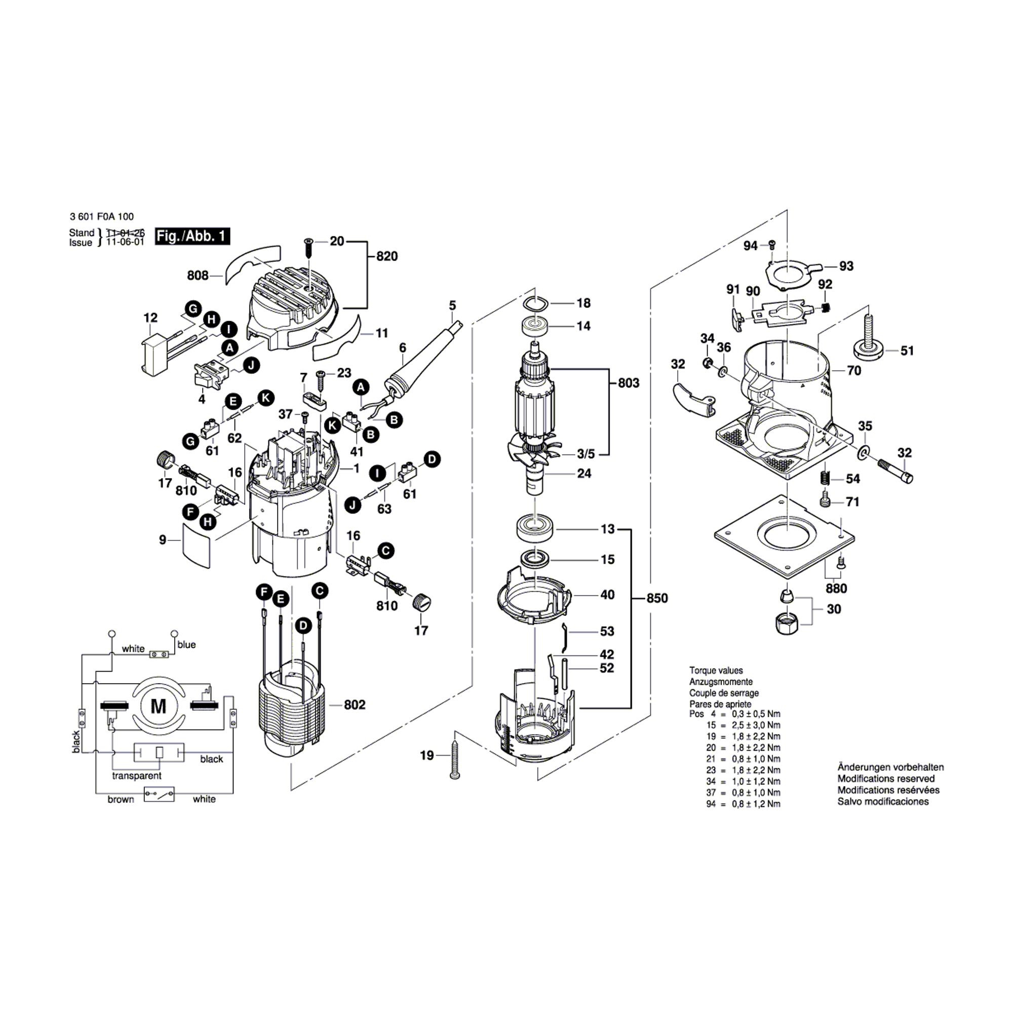 Vue éclatée Bosch GKF600 3601F0A100 #01