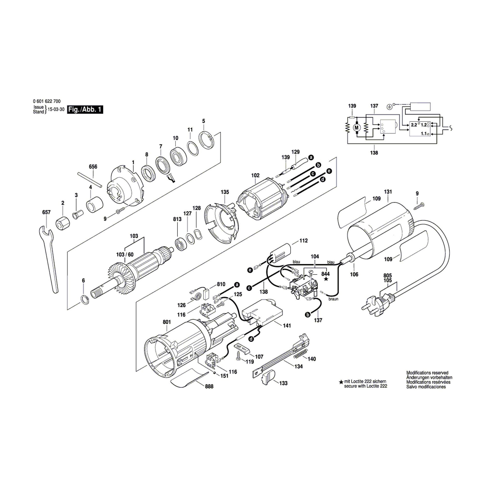 Pièces détachées Affleureuse BOSCH GKF 600 CE 0601622700 - Pièces détachées  BOSCH - Pièces détachées