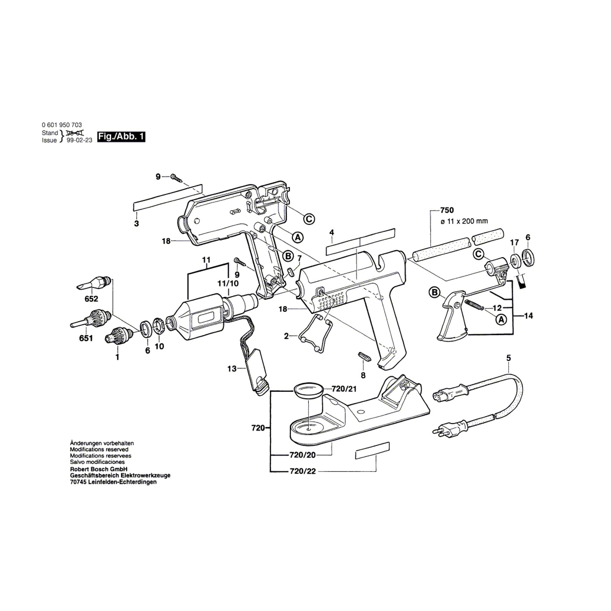 Vue éclatée Bosch GKP200CE 0601950703 #01