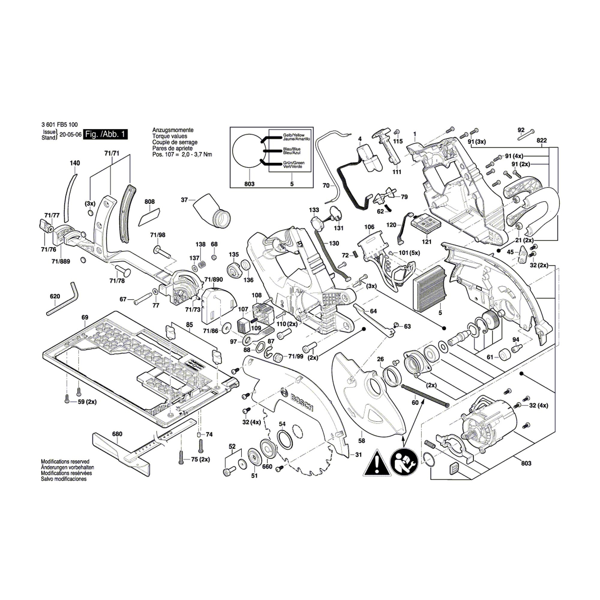 Vue éclatée Bosch GKS18V-68GC 3601FB5100 #01