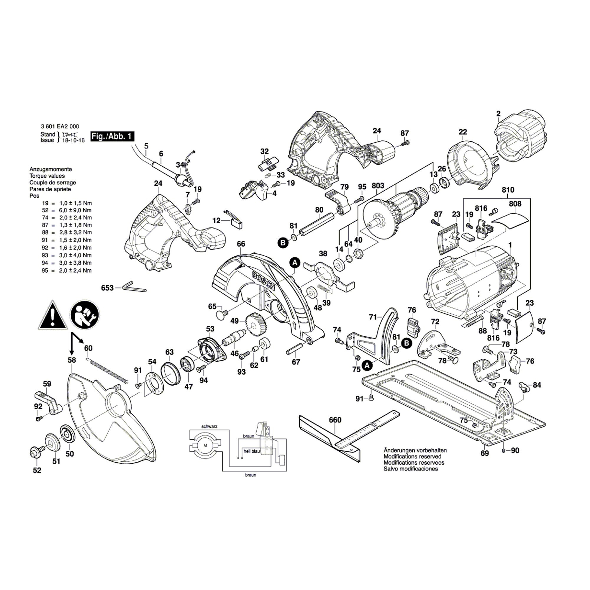 Vue éclatée Bosch GKS235Turbo 3601EA2001 #01