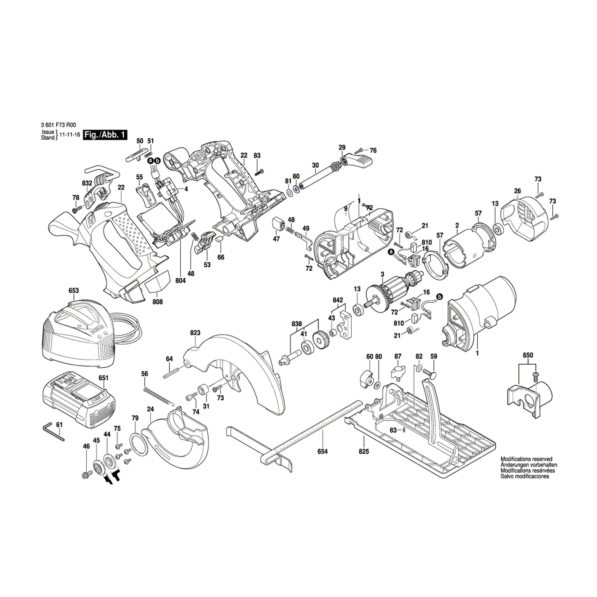 Vue éclatée Bosch GKS36V-LI 3601F73R00 #01