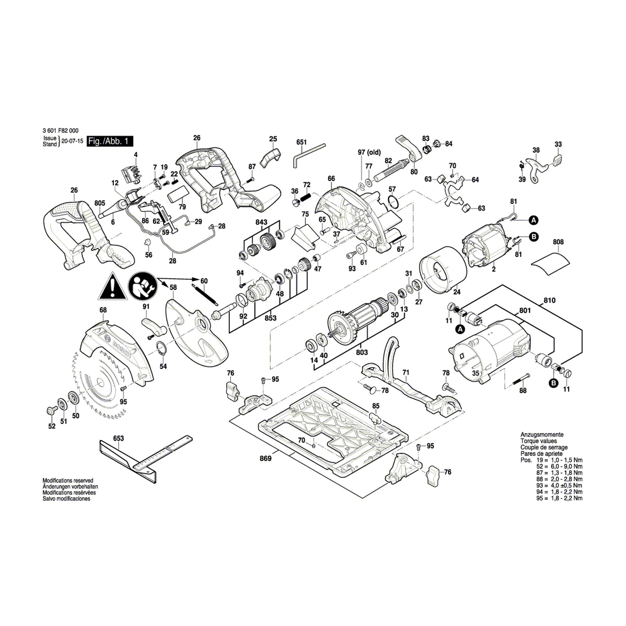 Vue éclatée Bosch GKS55+G 3601F82000 #01