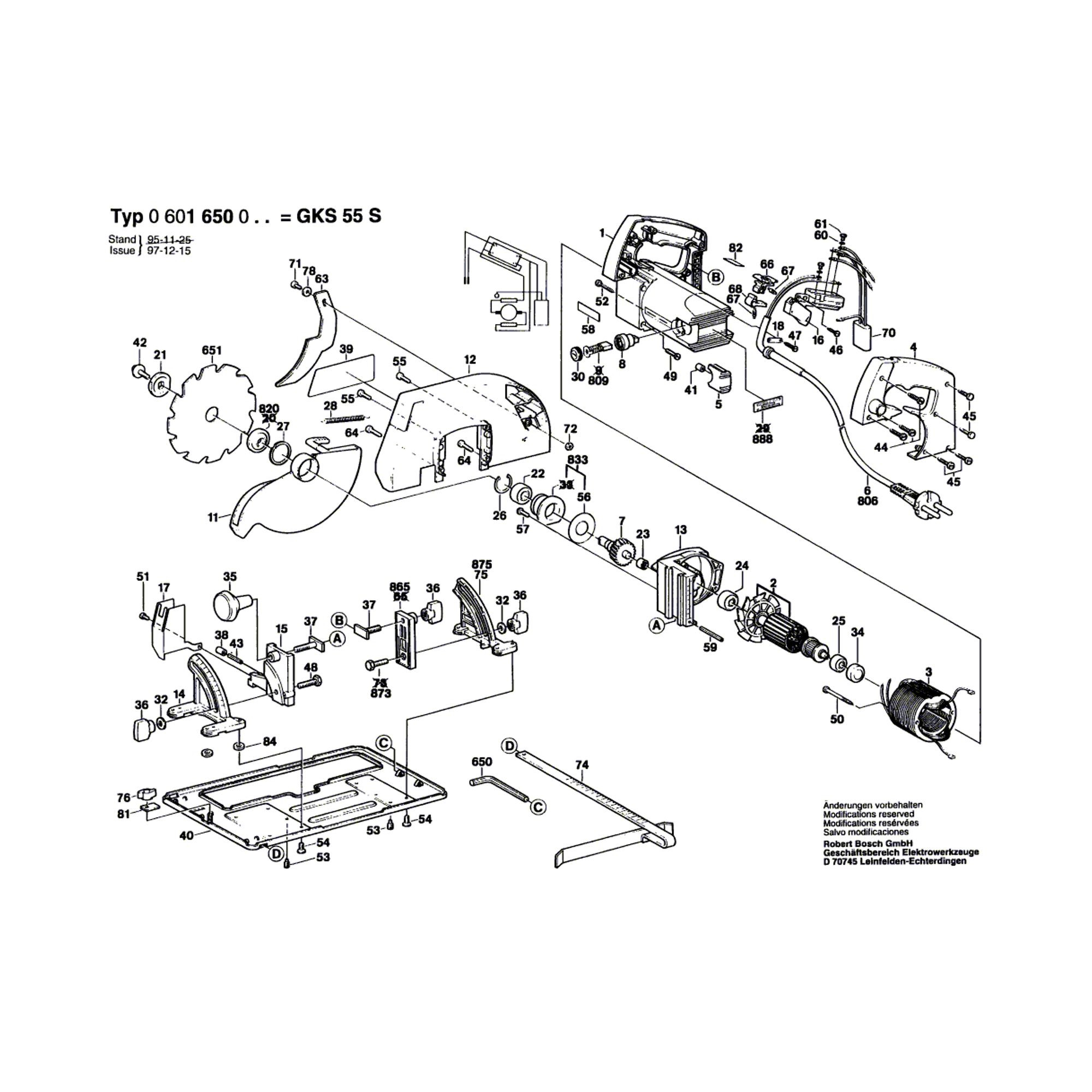 Vue éclatée Bosch GKS55S 0601650003 #01