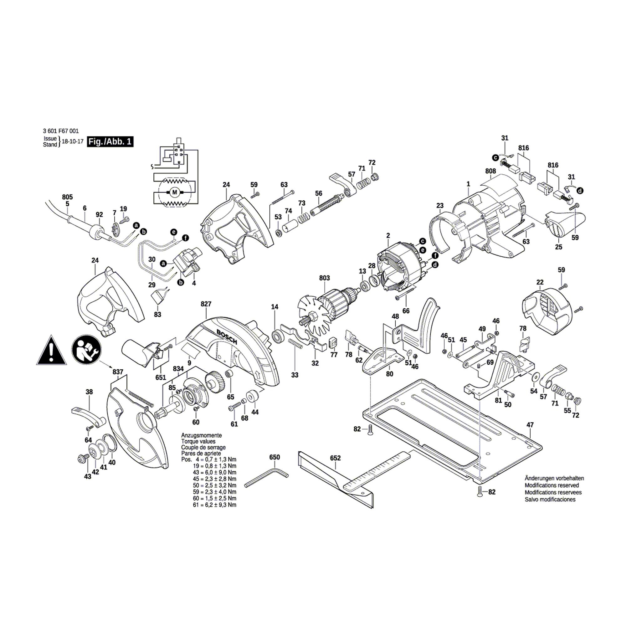 Vue éclatée Bosch GKS65 3601F67001 #01