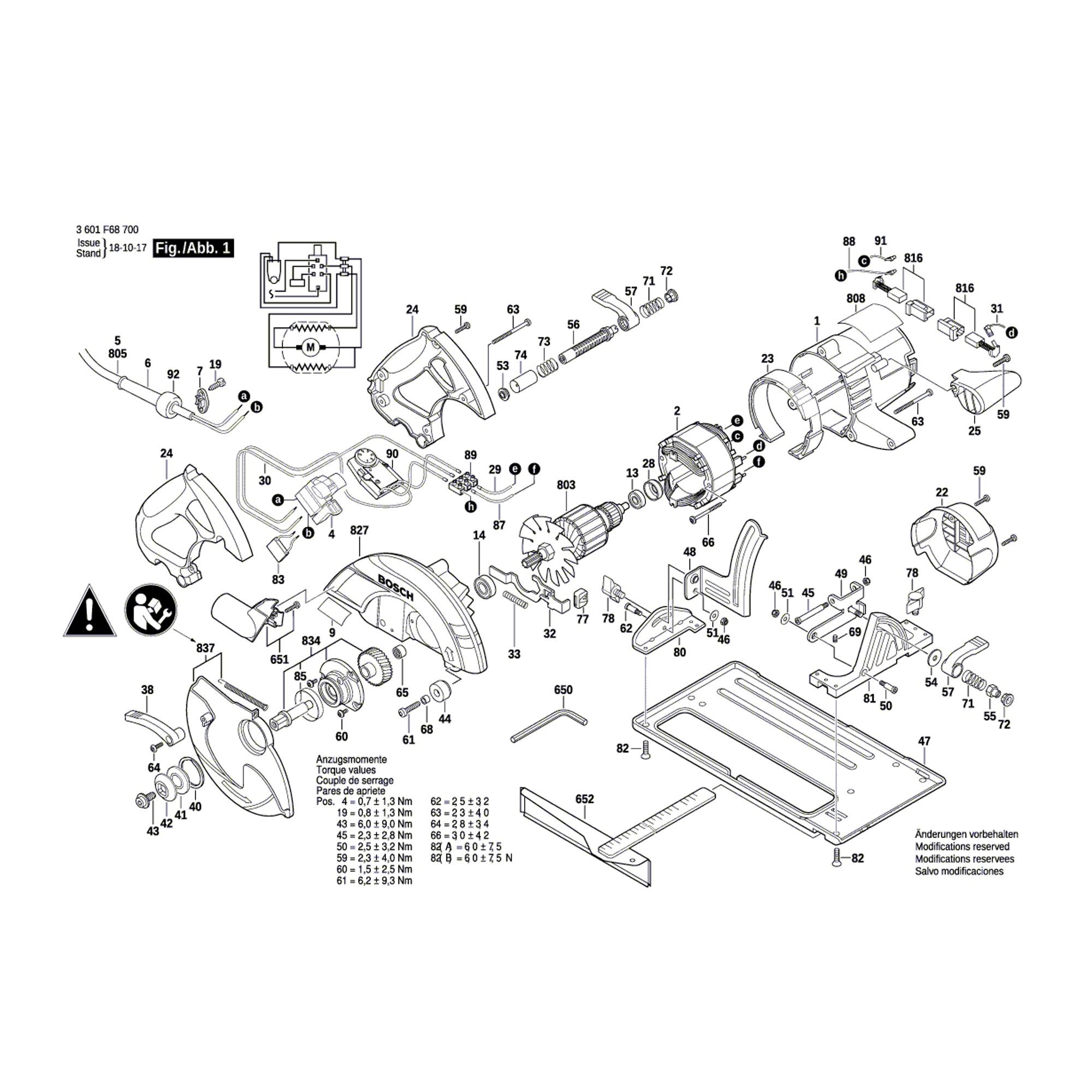 Vue éclatée Bosch GKS65CE 3601F68701 #01