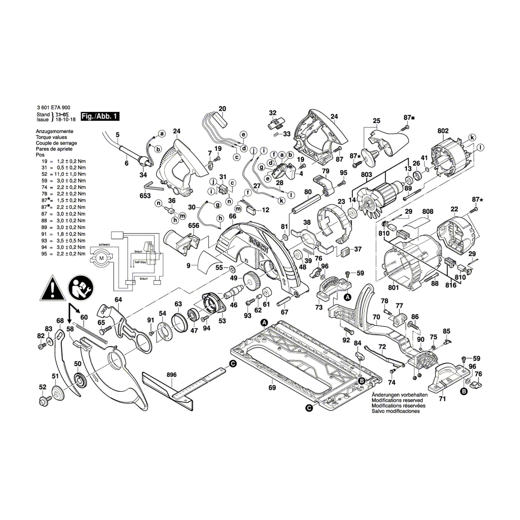 Vue éclatée Bosch GKS85G 3601E7A900 #01
