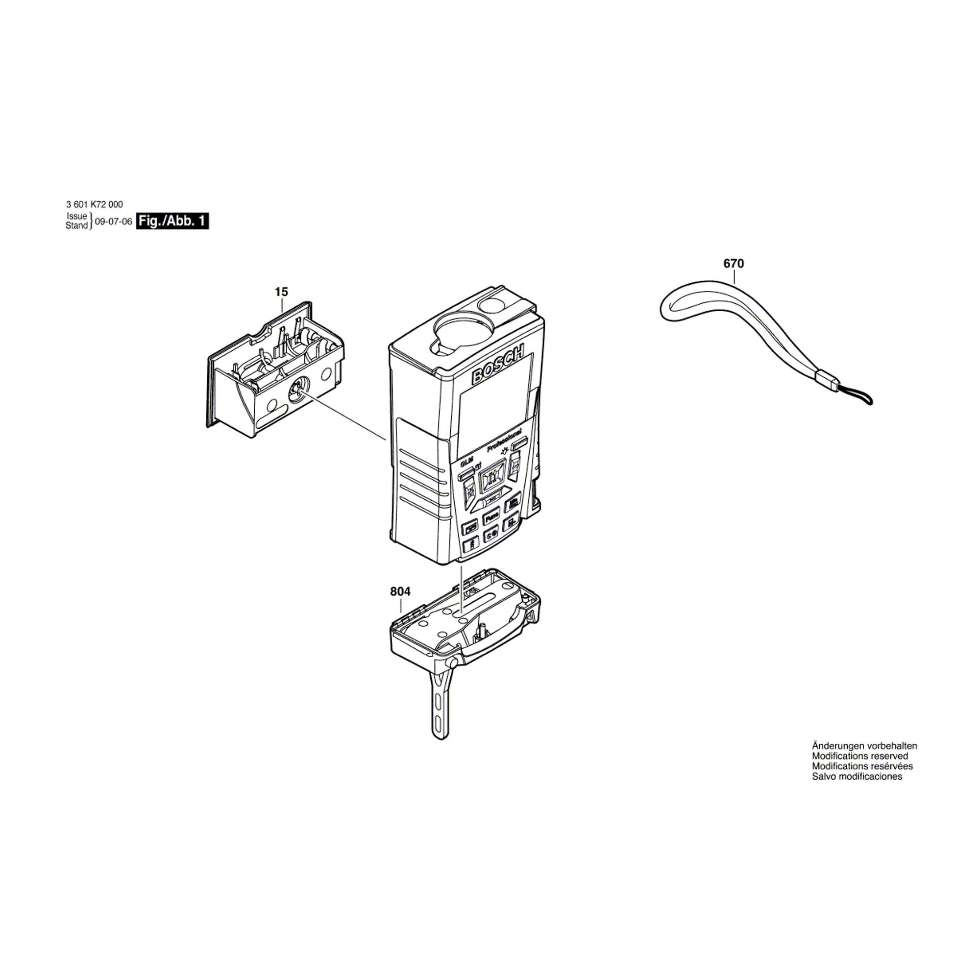 Vue éclatée Bosch GLM250 3601K72100 #01